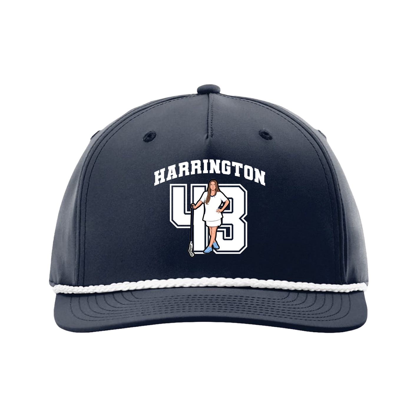 Five-Panel Classic Rope Cap — Number in Navy