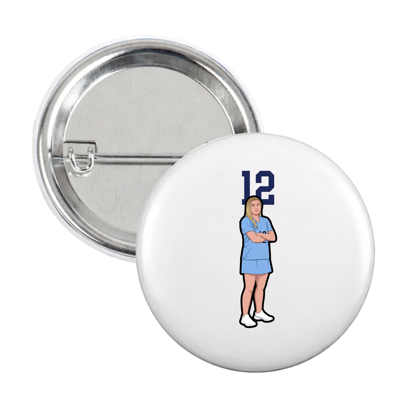Game Day Button — Number Top in White