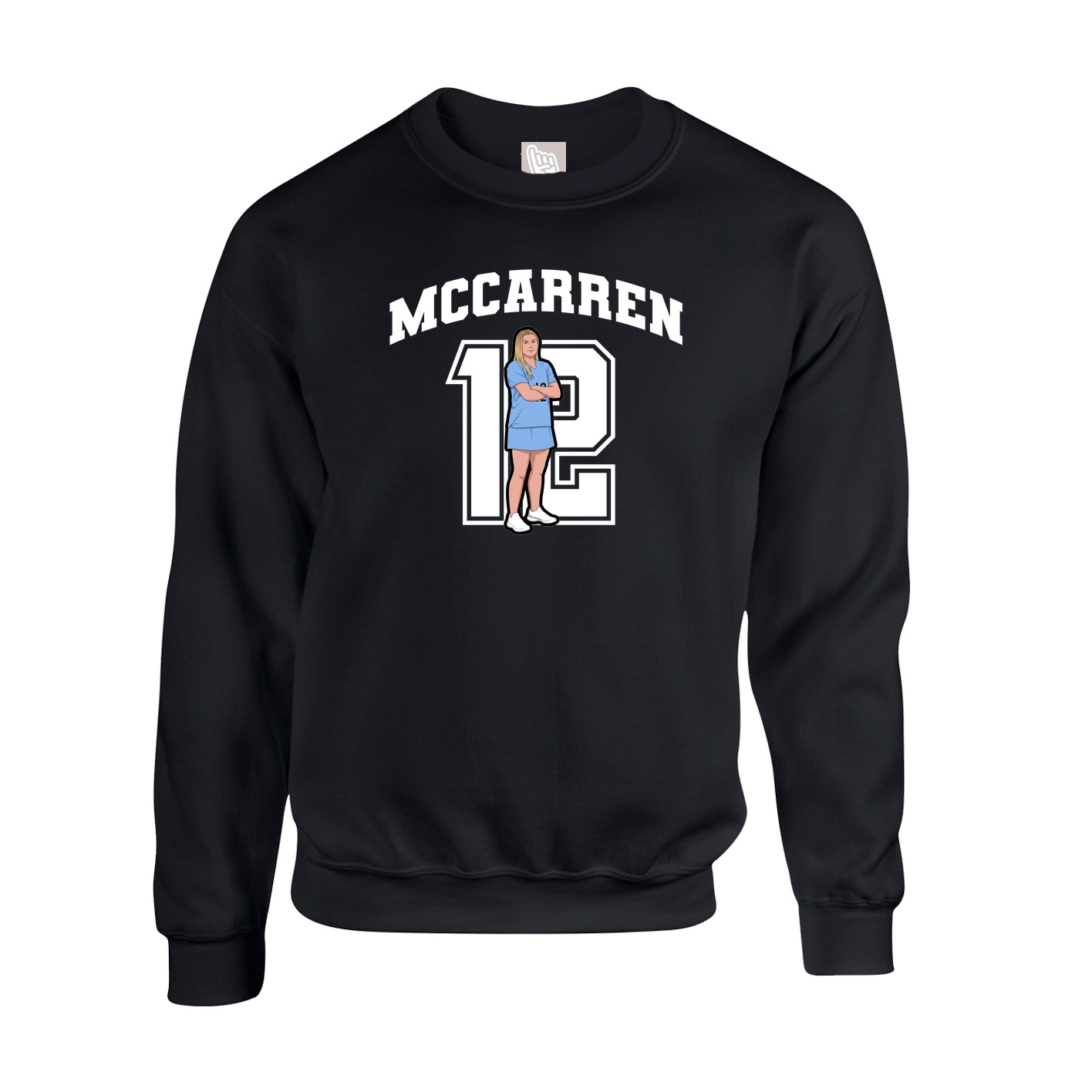 Fleece Crew — Number in Black