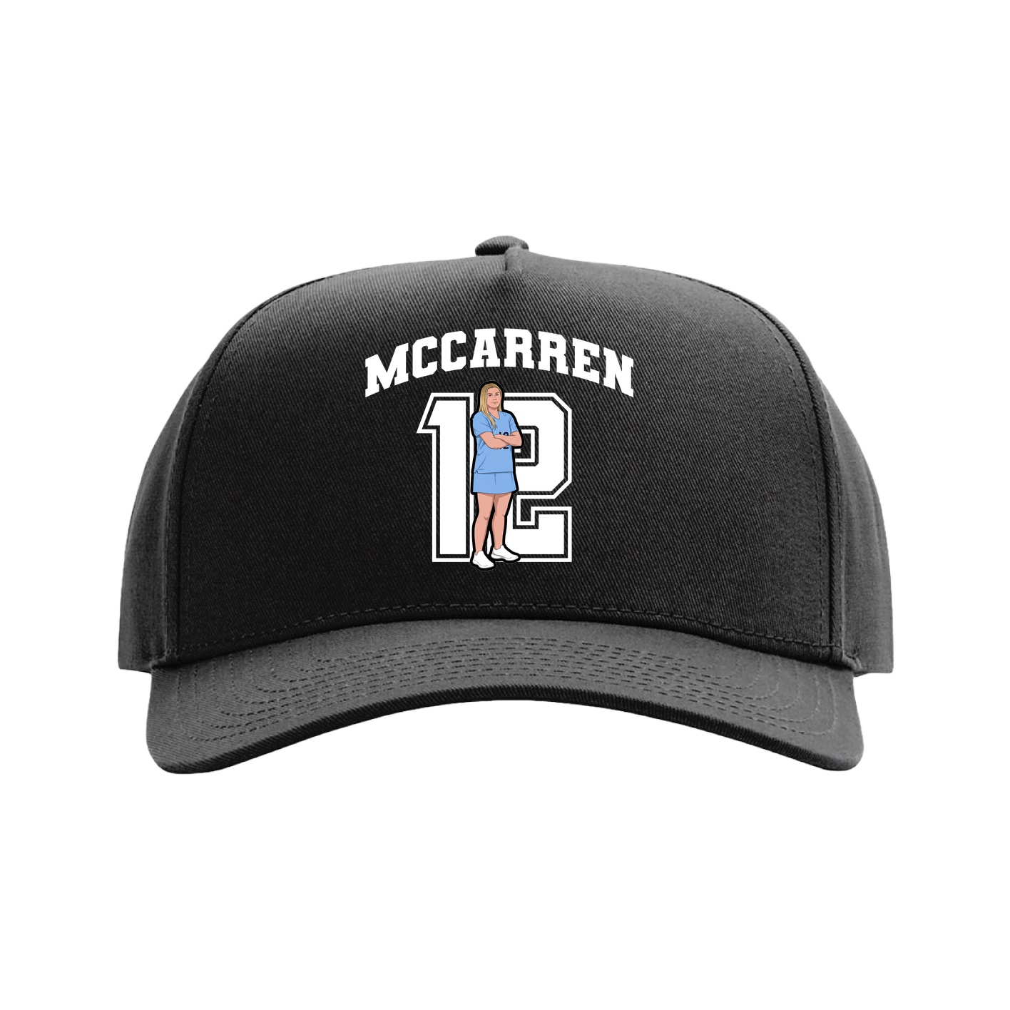 Full Fabric Five-Panel Champ Cap — Number in Black