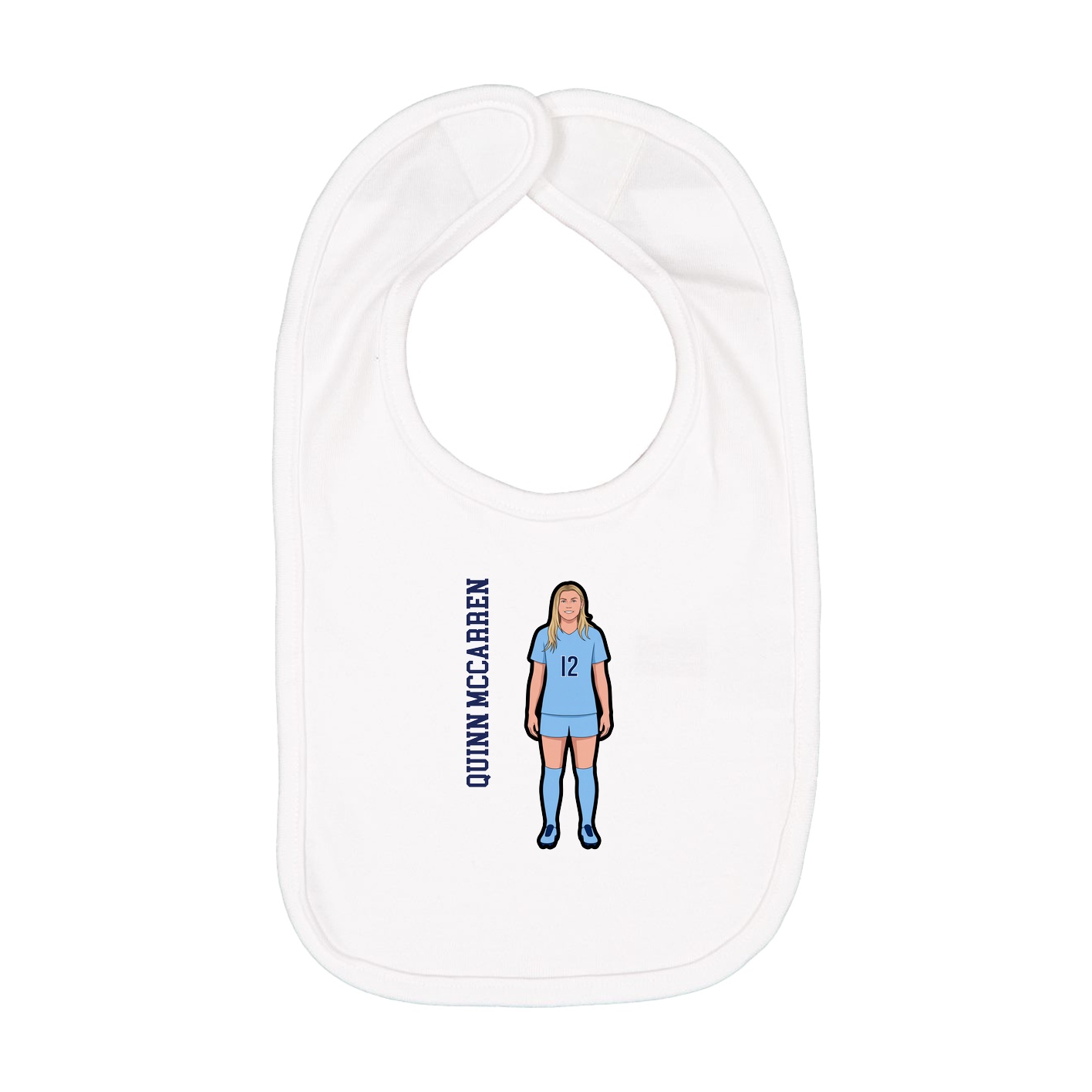 Infant Bib — Name Vertical in White