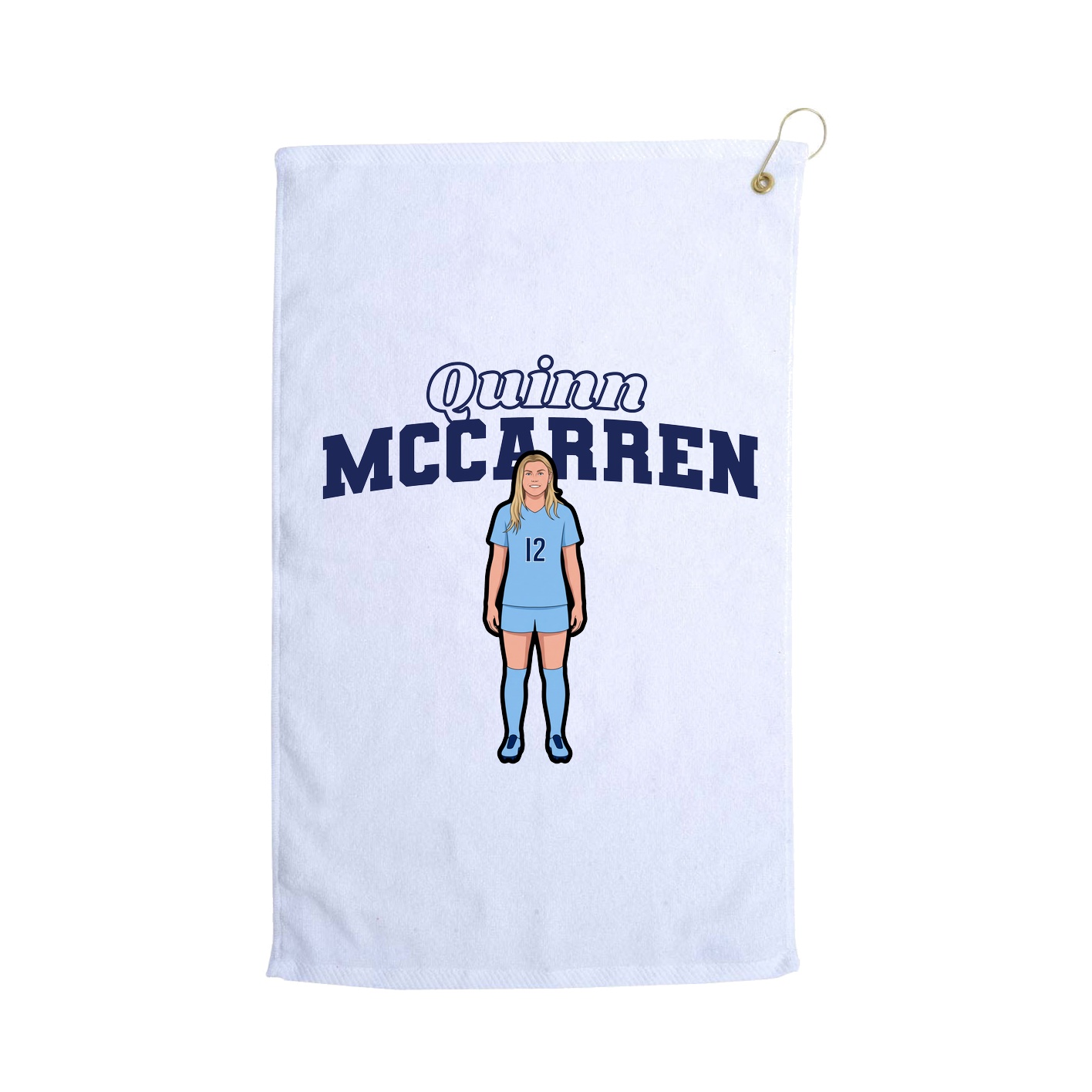 Golf Towel — Name Arch in White