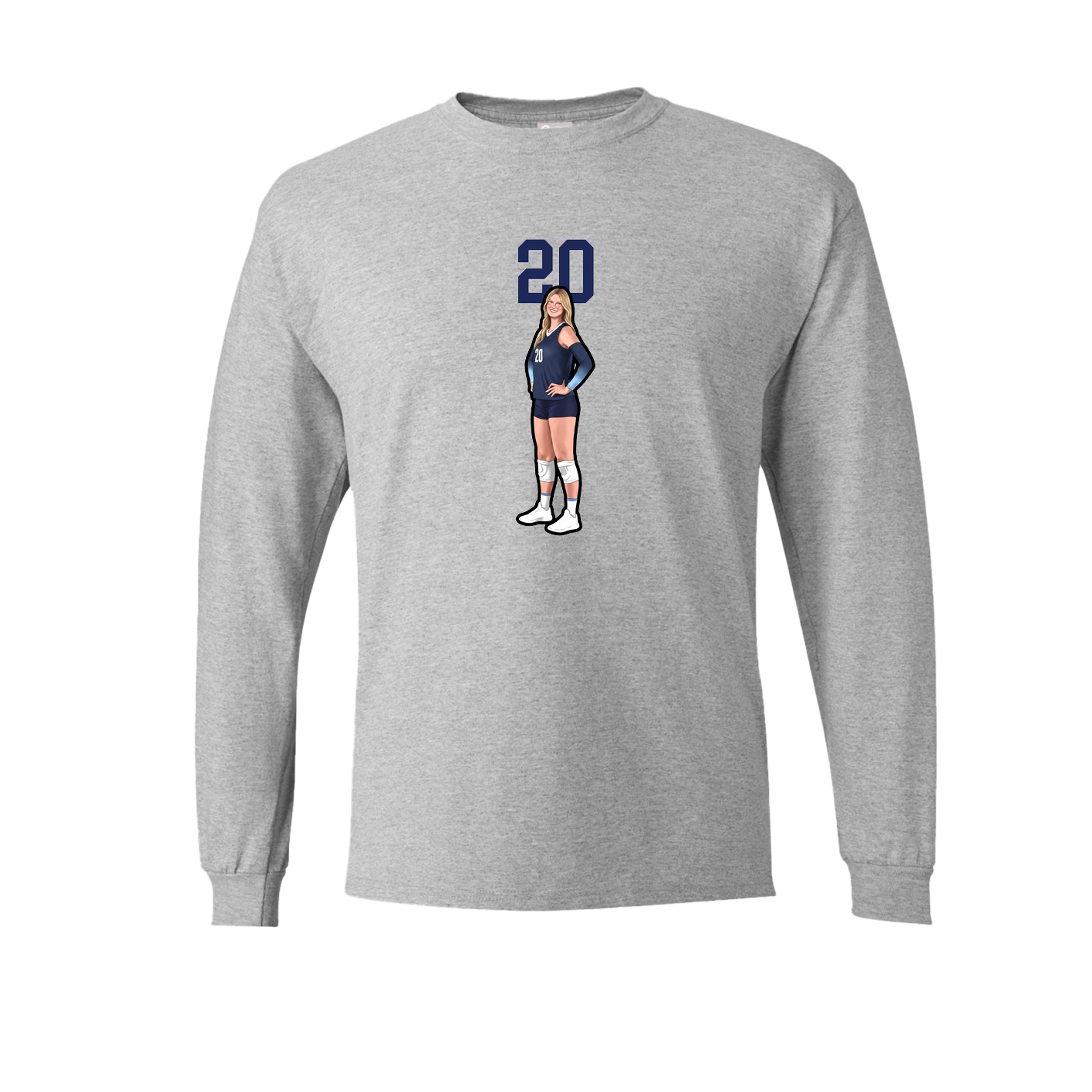 Long Sleeve Tee — Number Top in Grey