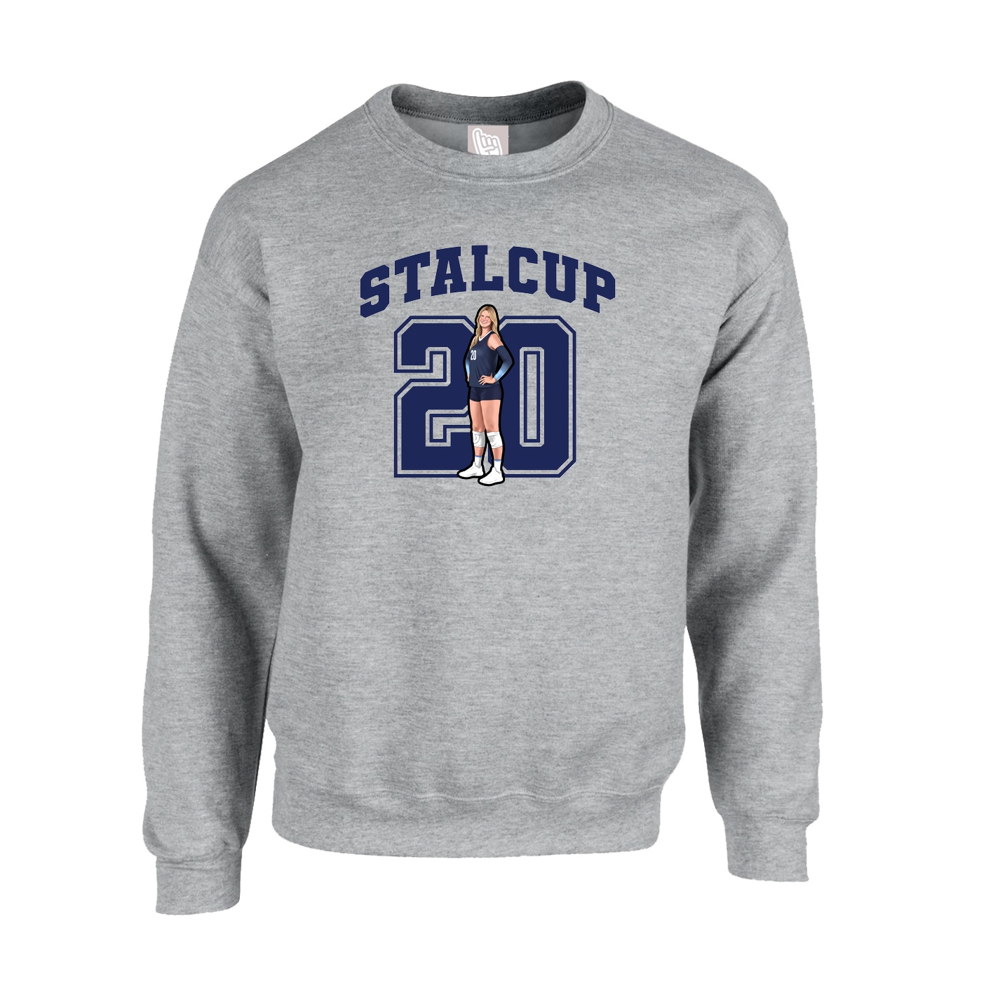Fleece Crew — Number in Grey
