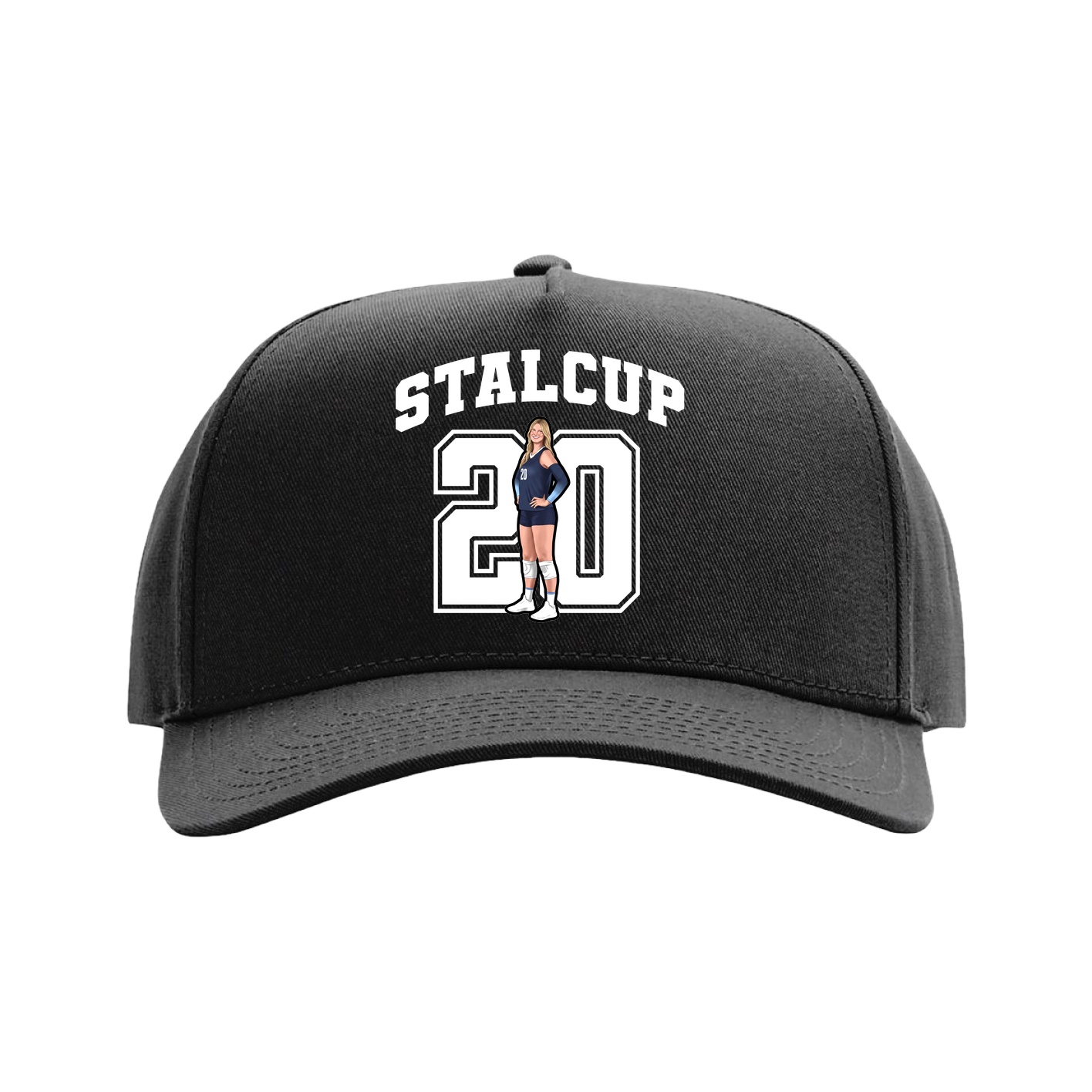 Full Fabric Five-Panel Champ Cap — Number in Black