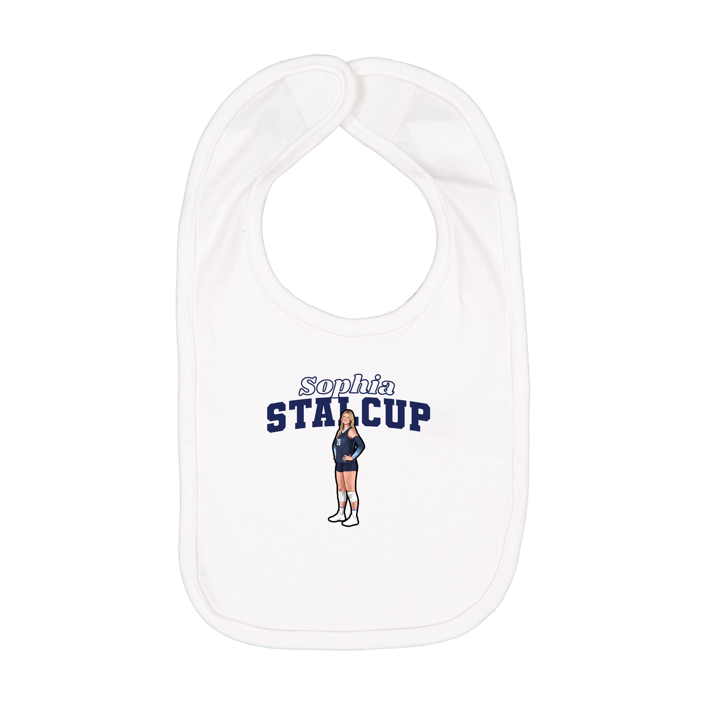 Infant Bib — Name Arch in White
