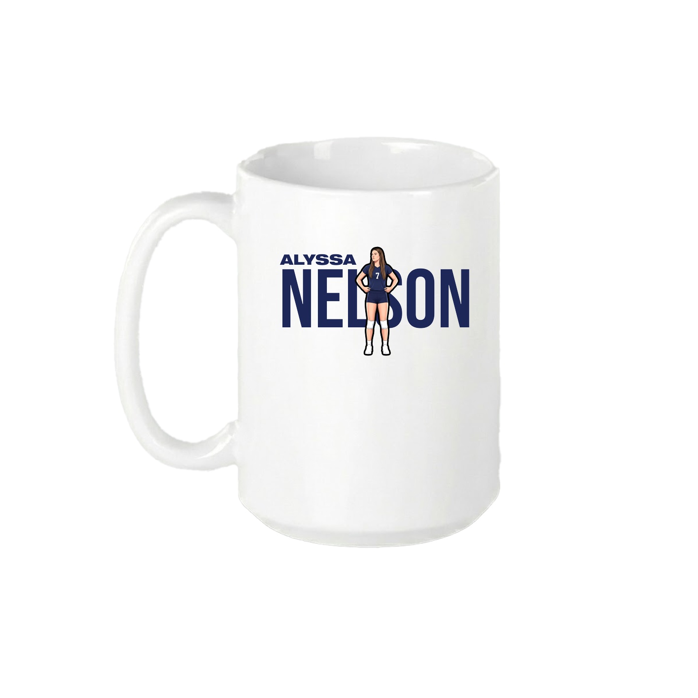 15oz Coffee Mug — Player Name in White