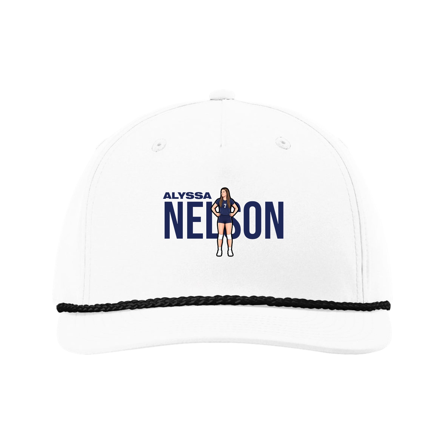 Five-Panel Classic Rope Cap — Player Name in White
