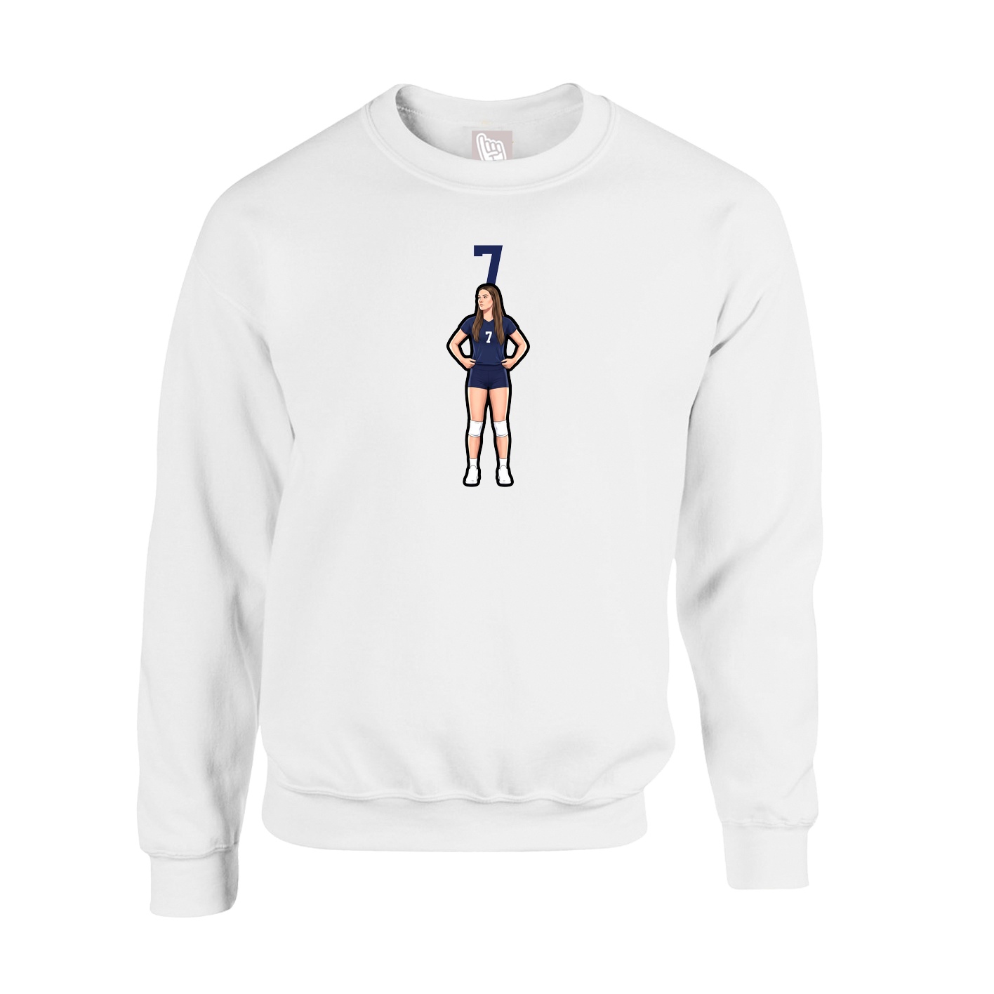 Fleece Crew — Number Top in White