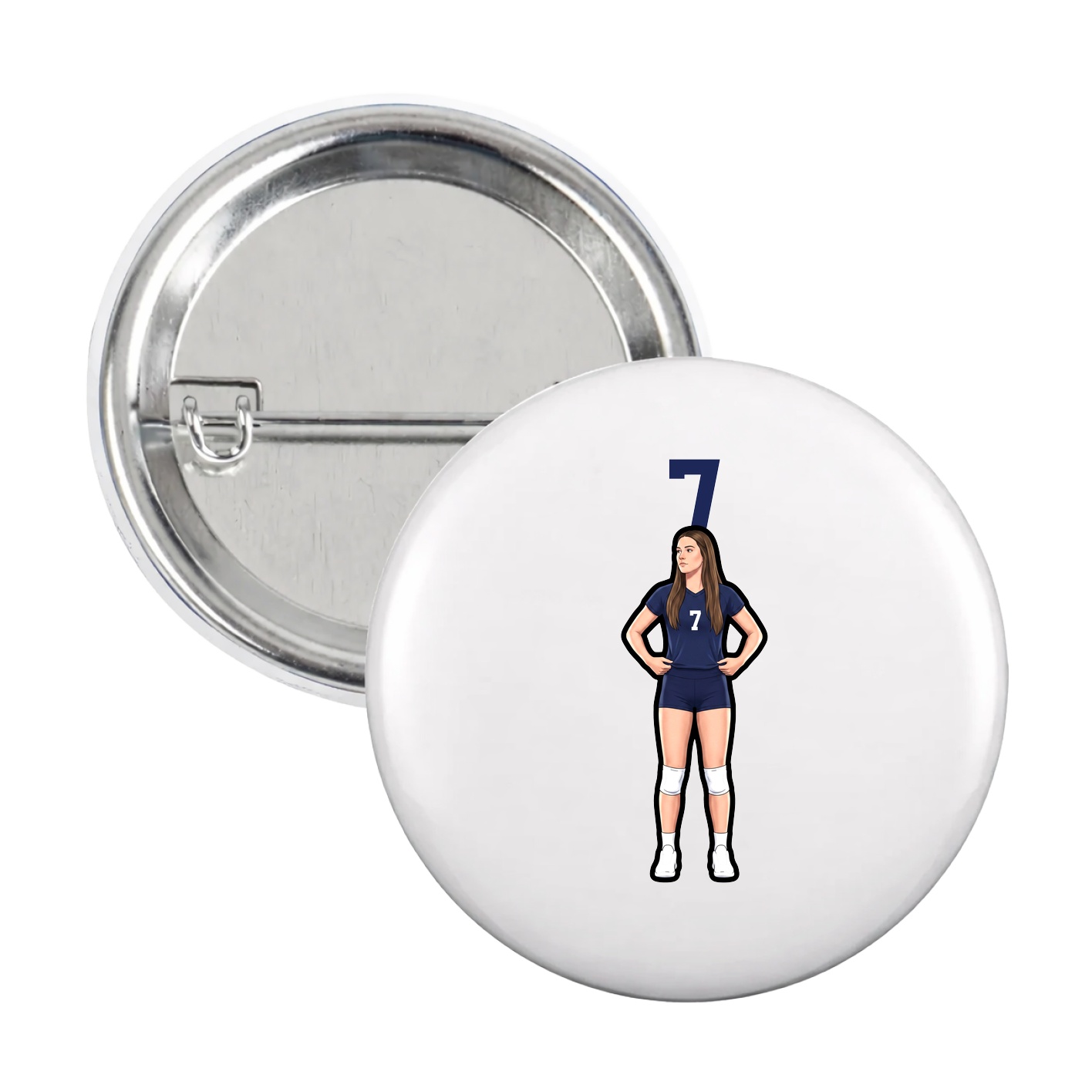 Game Day Button — Number Top in White