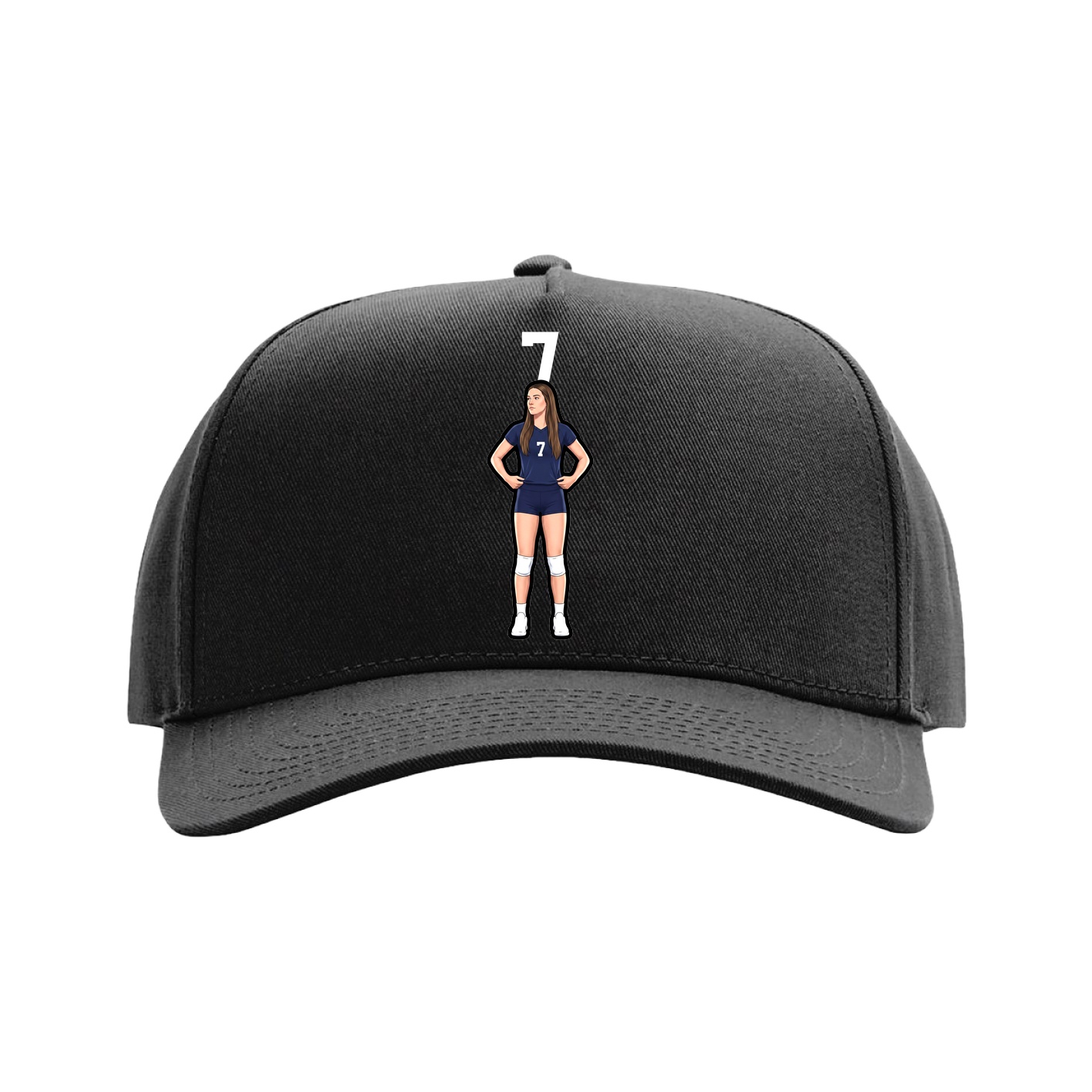 Full Fabric Five-Panel Champ Cap — Number Top in Black