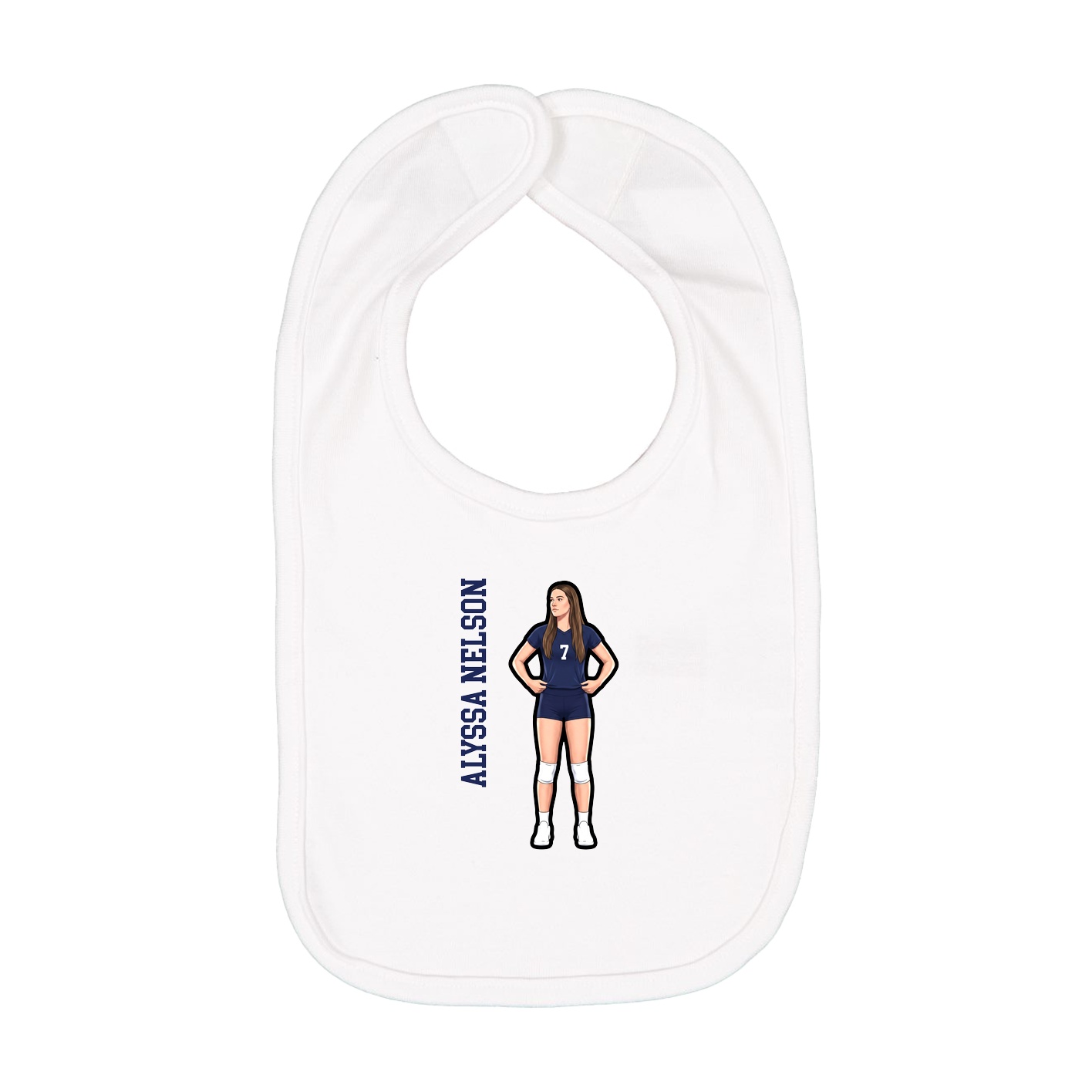 Infant Bib — Name Vertical in White