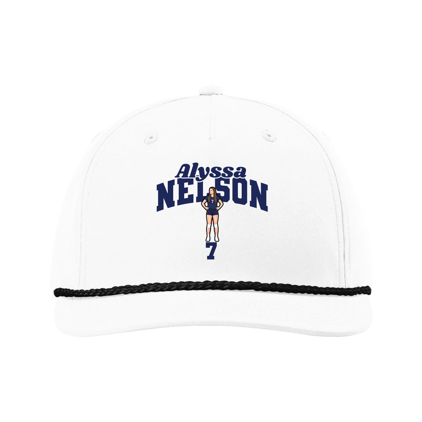 Five-Panel Classic Rope Cap — Signature Arch in White