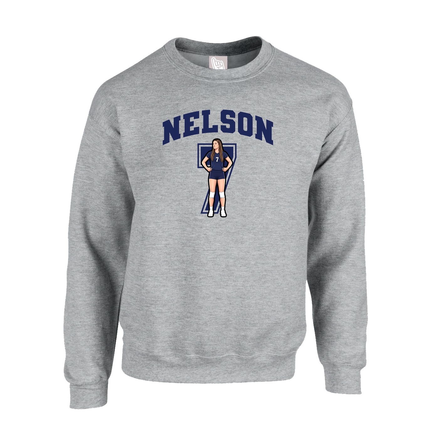 Fleece Crew — Number in Grey