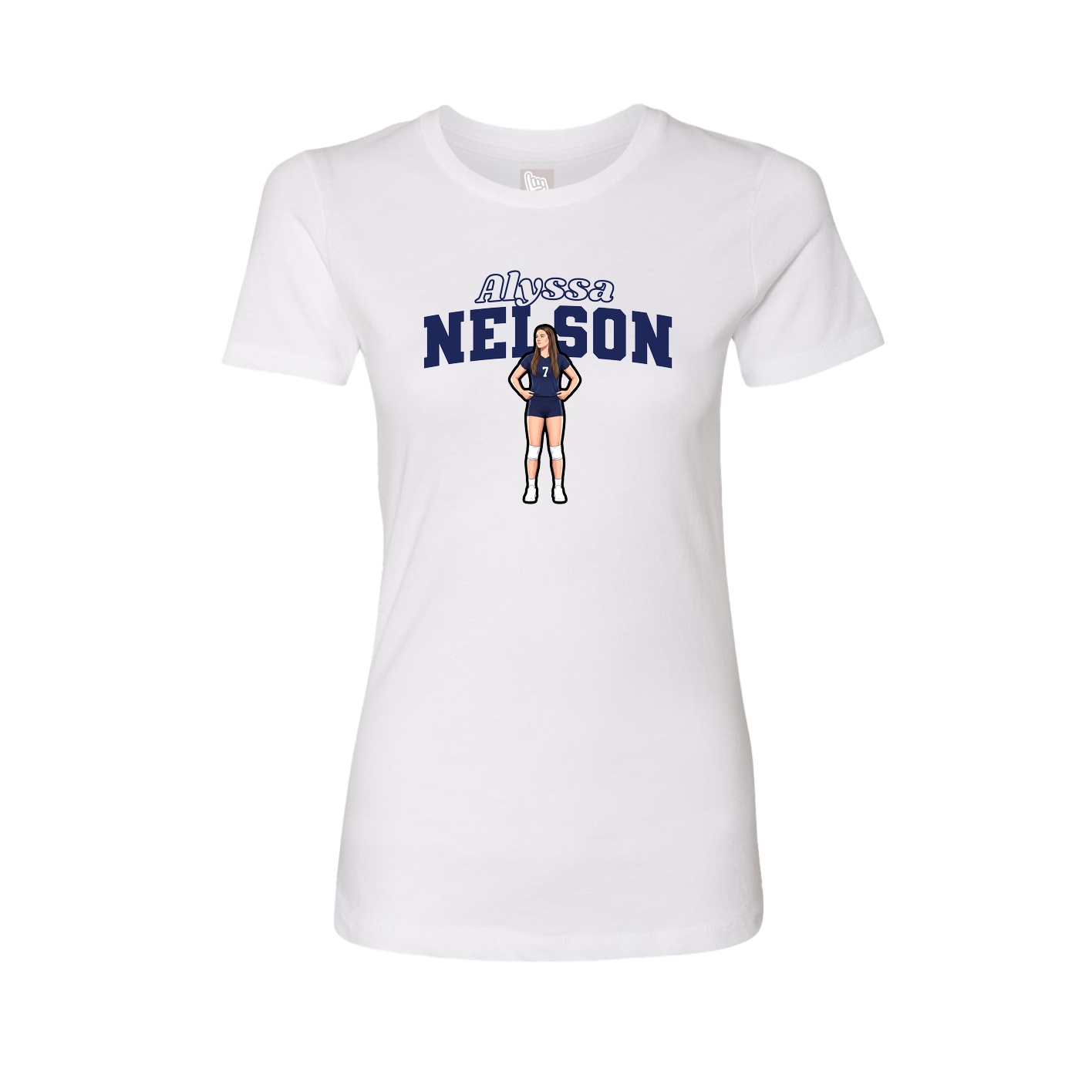 Fitted Women's Tee — Name Arch in White