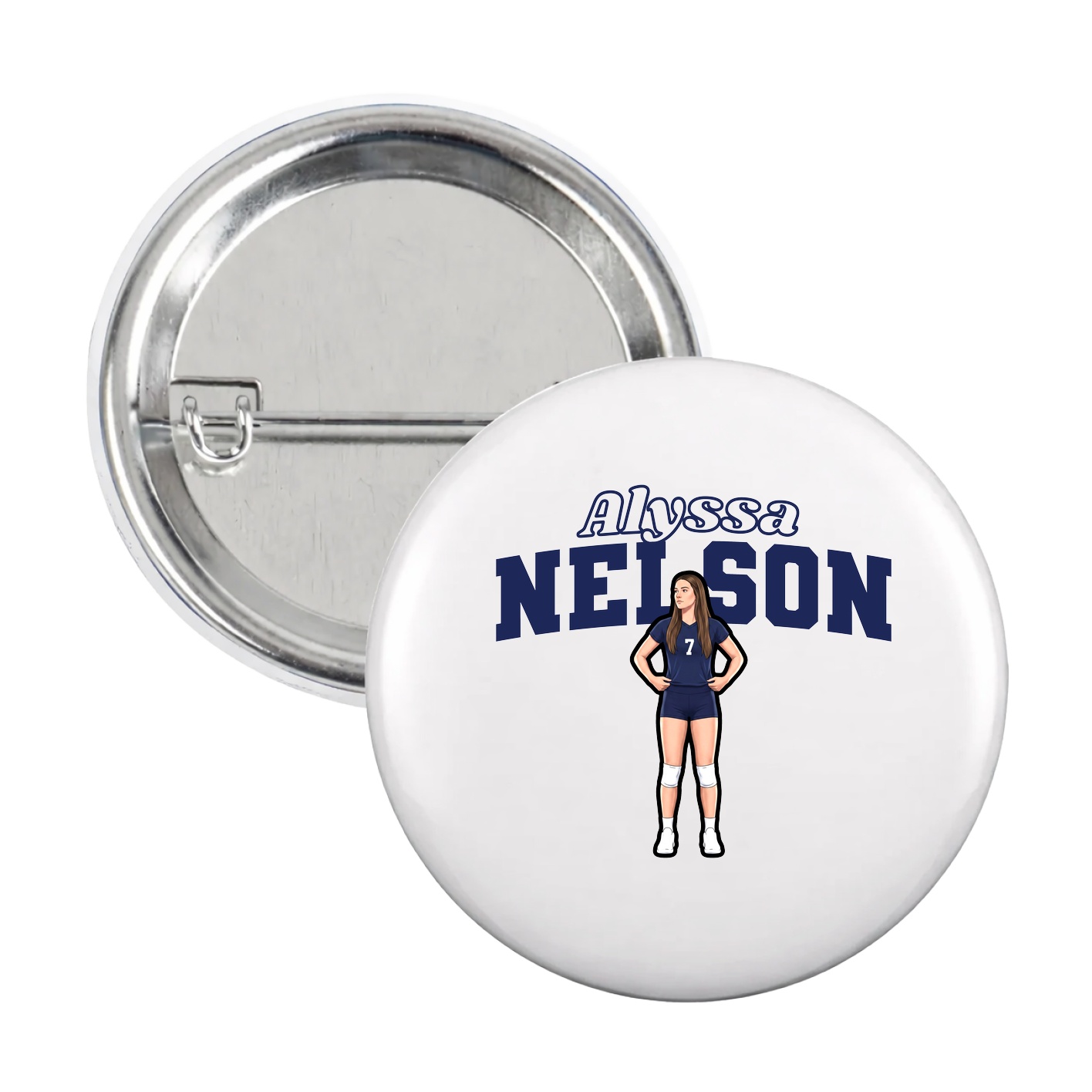 Game Day Button — Name Arch in White