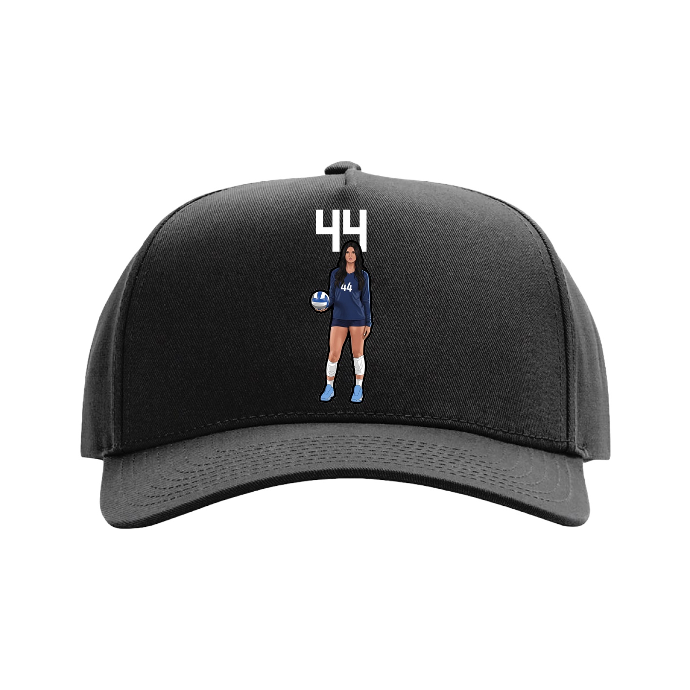 Full Fabric Five-Panel Champ Cap — Number Top in Black