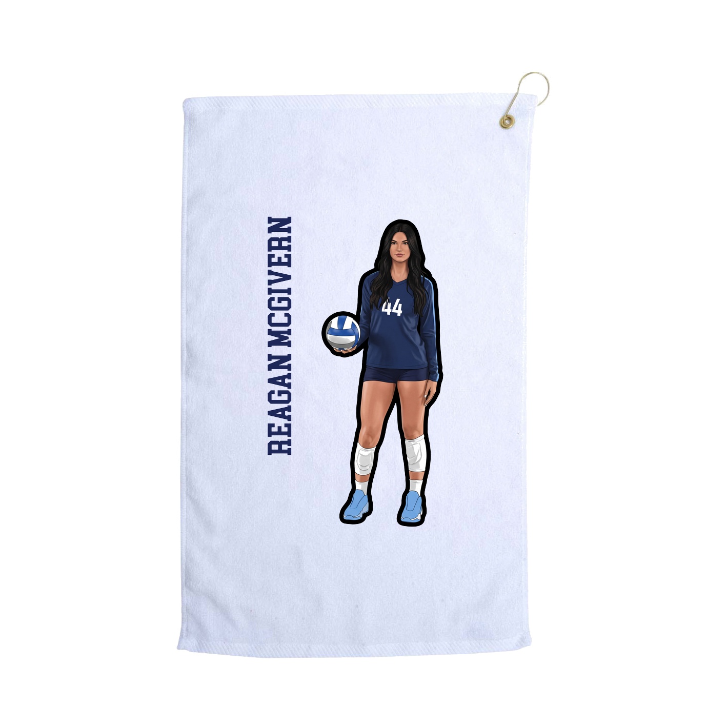 Golf Towel — Name Vertical in White