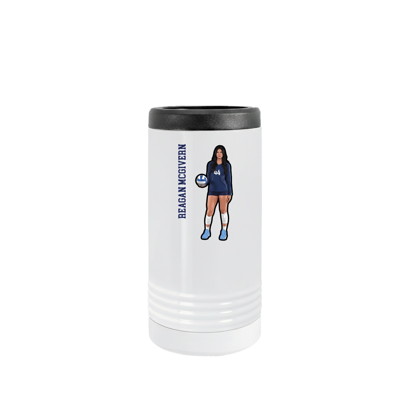 Slim Beverage Holder — Name Vertical in White