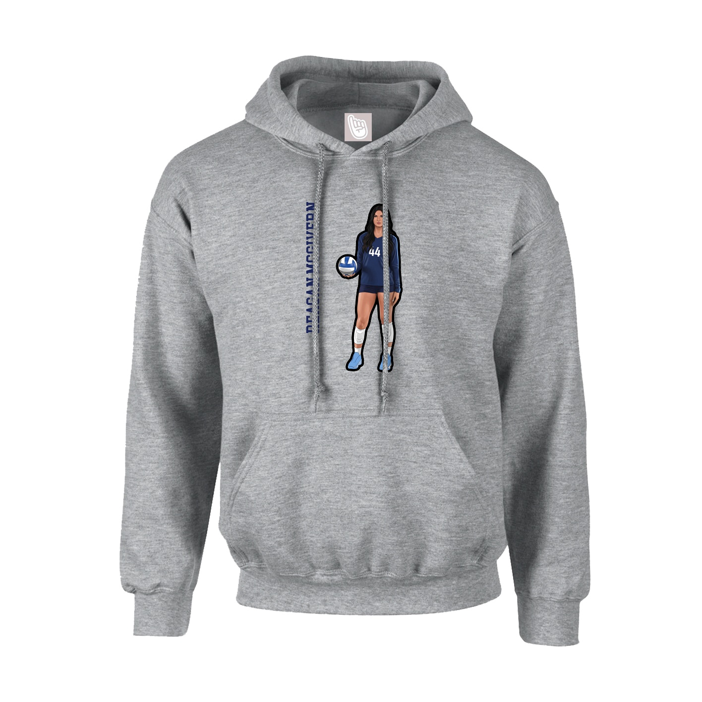 Youth Hoodie — Name Vertical in Grey