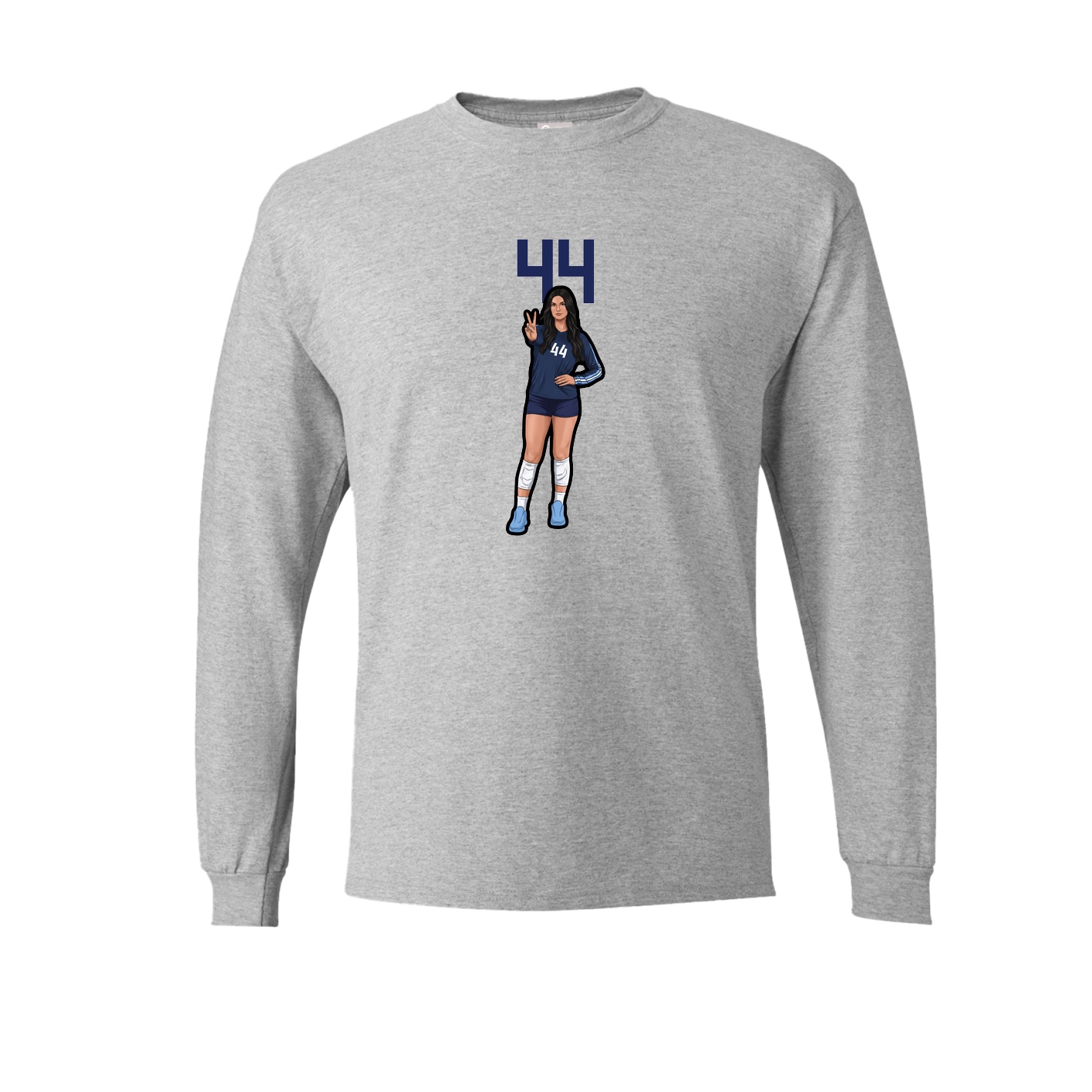 Long Sleeve Tee — Number Top in Grey