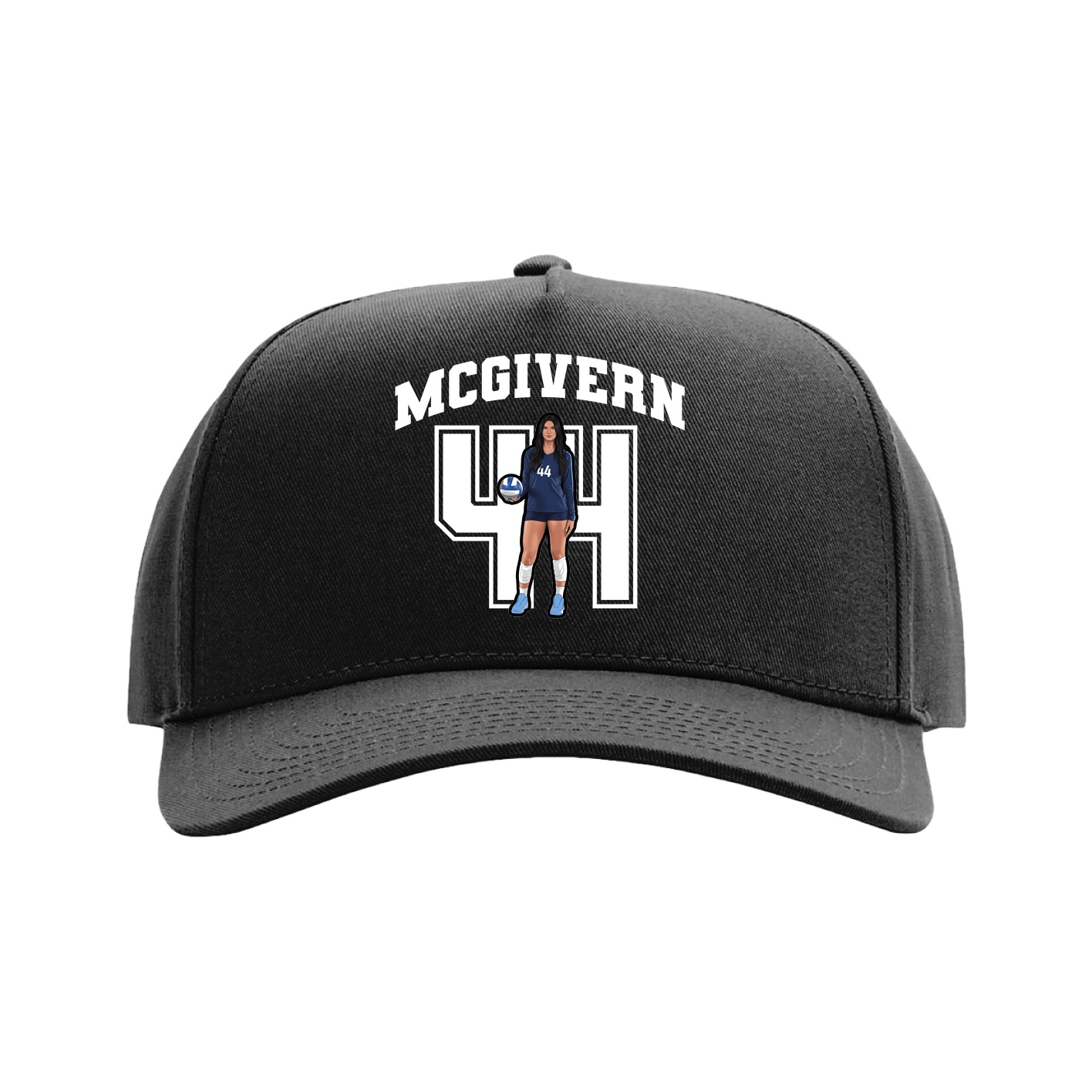 Full Fabric Five-Panel Champ Cap — Number in Black