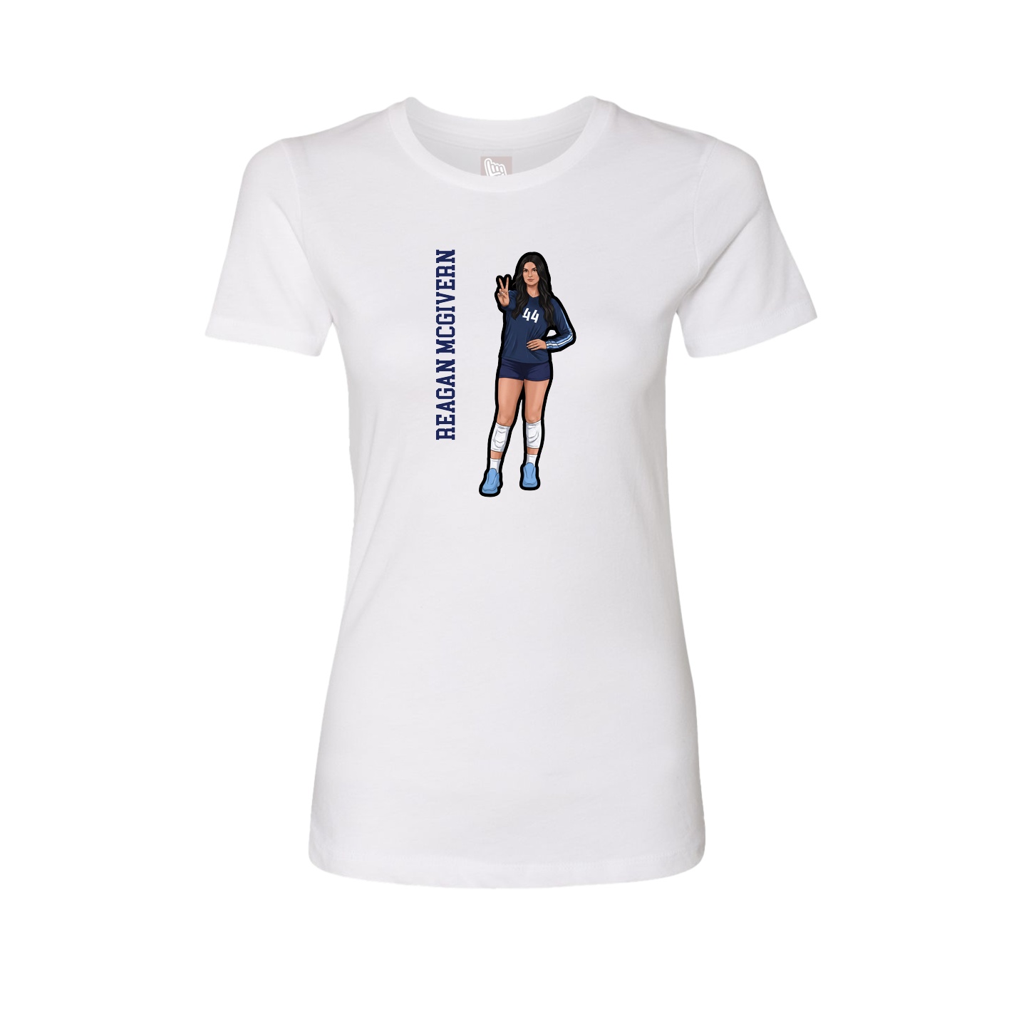 Fitted Women's Tee — Name Vertical in White