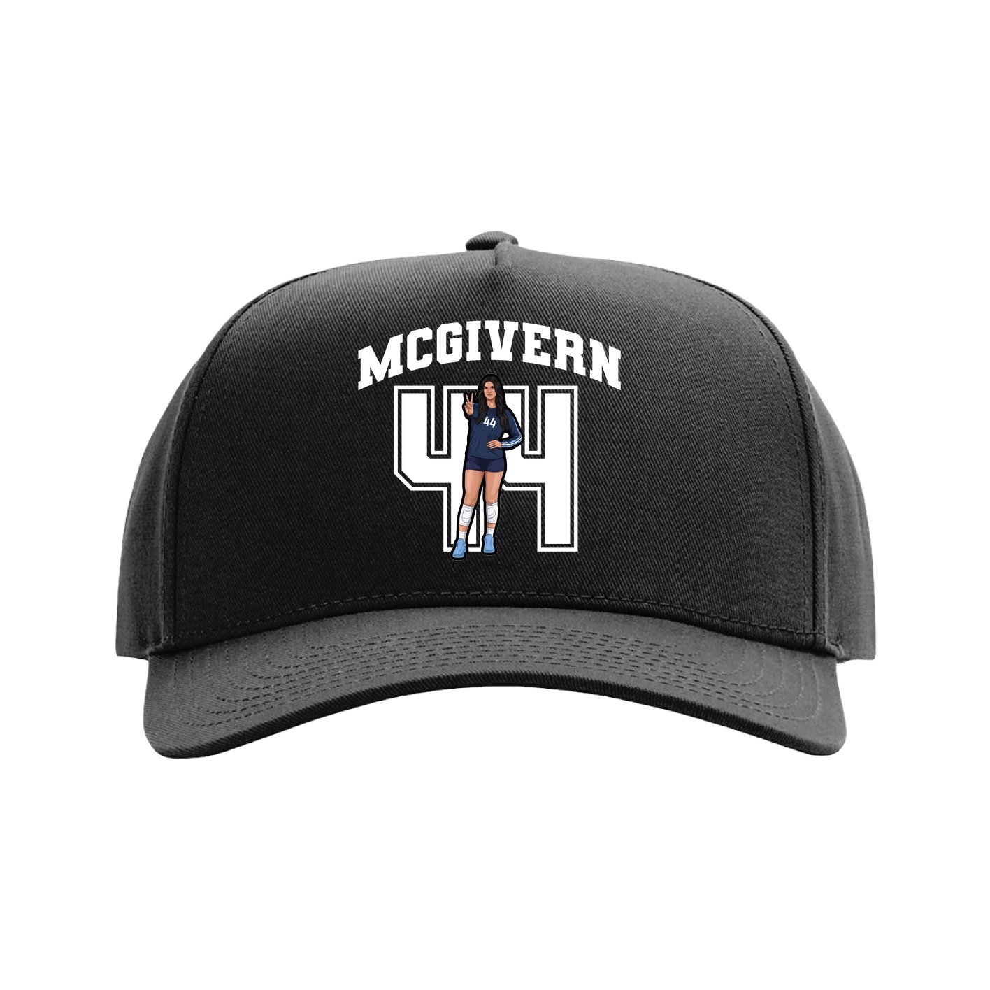 Full Fabric Five-Panel Champ Cap — Number in Black