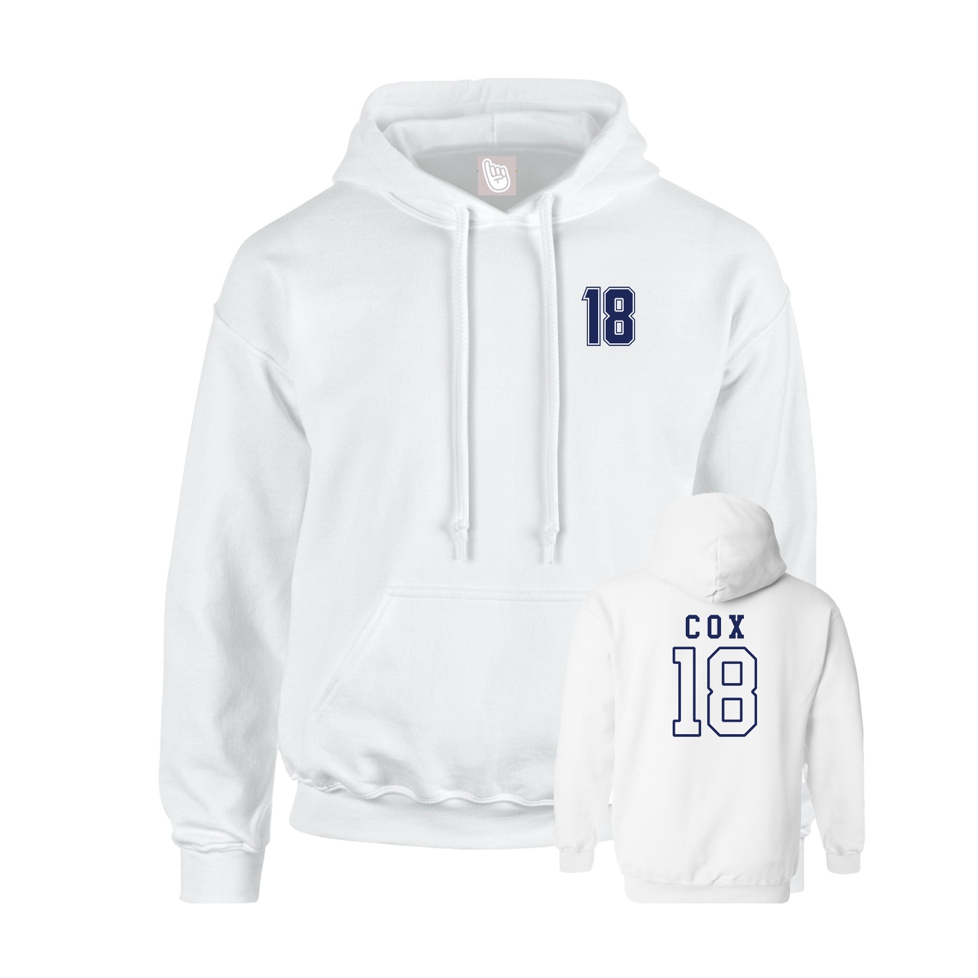 Youth Hoodie — Chest Back in White