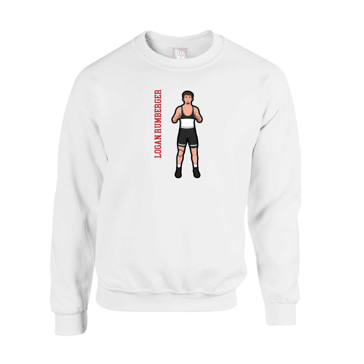 Fleece Crew — Name Vertical in White