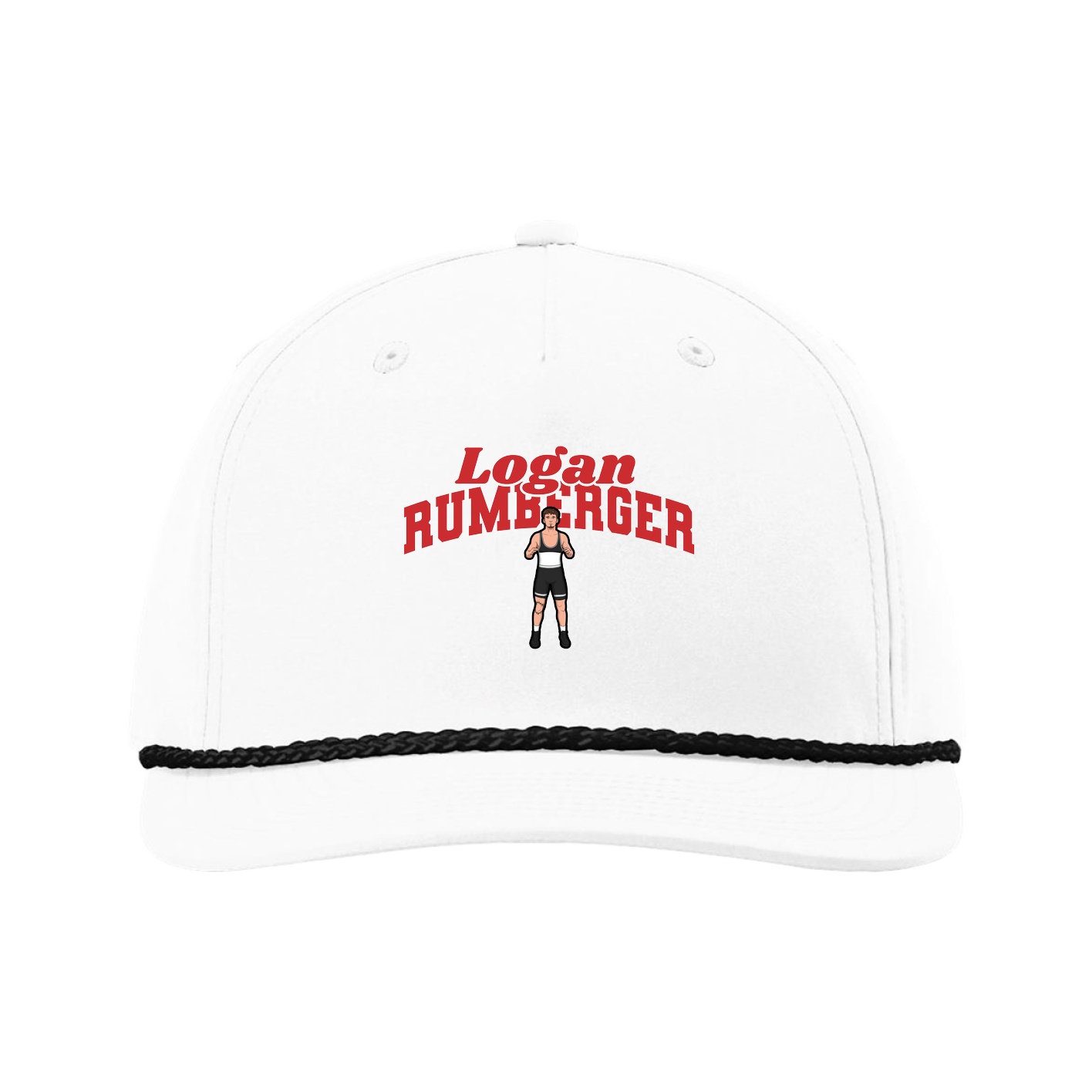 Five-Panel Classic Rope Cap — Signature Arch in White