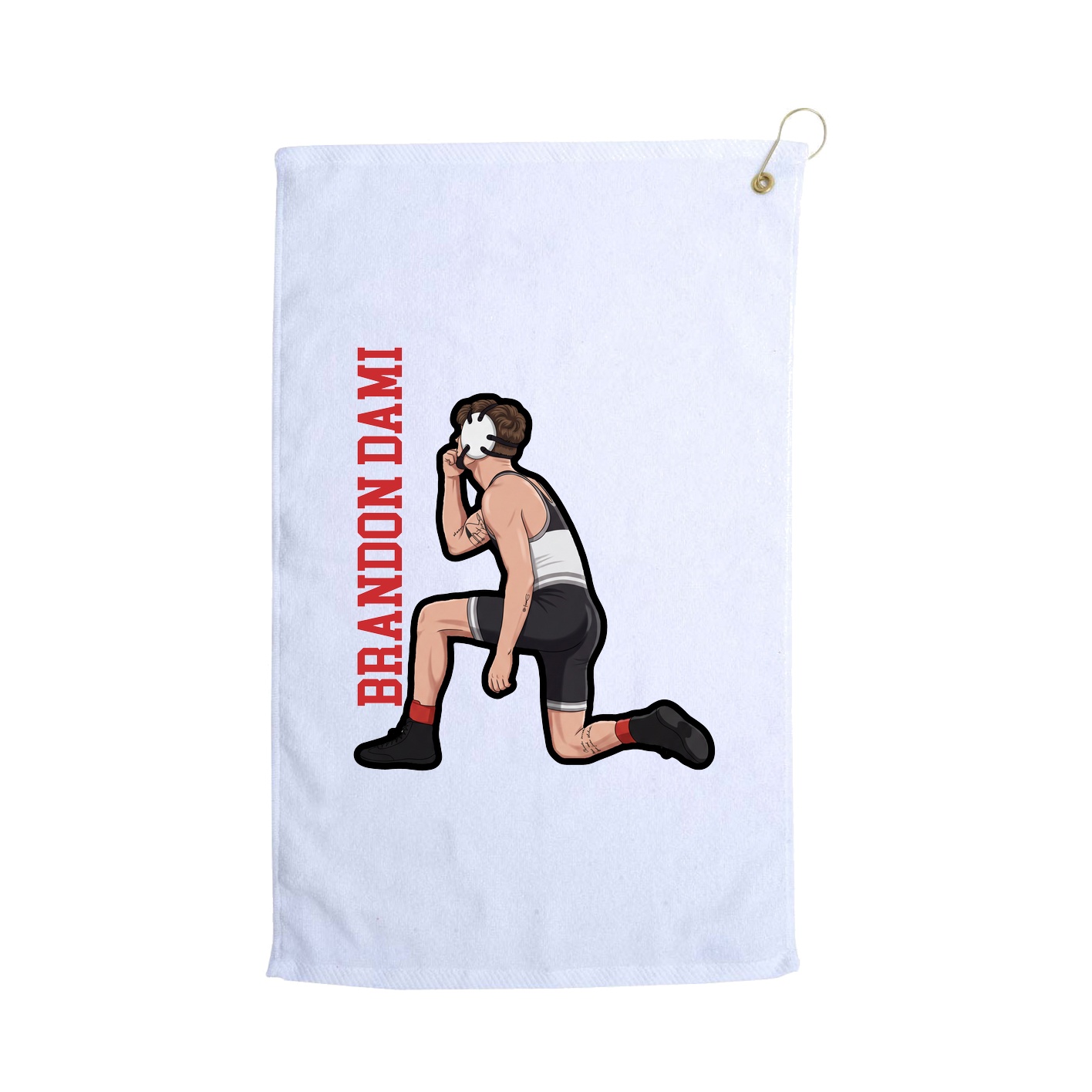 Golf Towel — Name Vertical in White