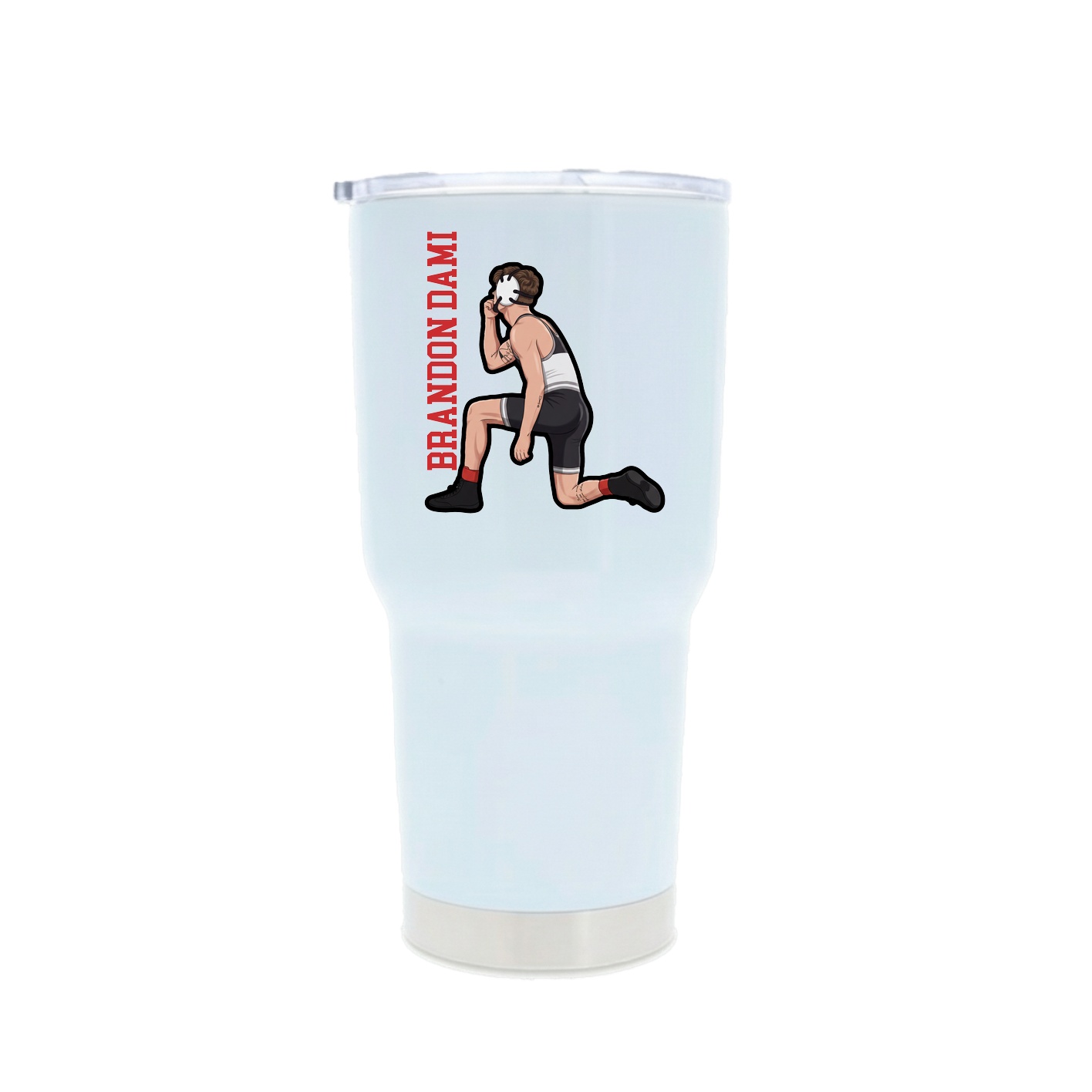 30oz Stainless Steel Tumbler — Name Vertical in White