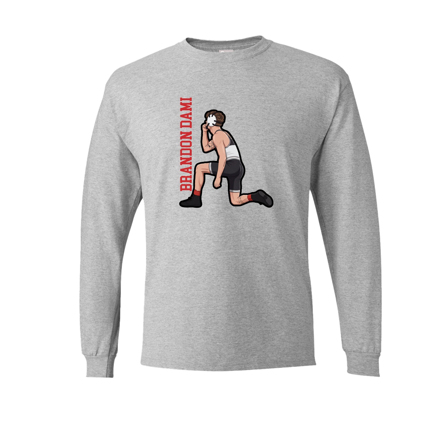 Long Sleeve Tee — Name Vertical in Grey