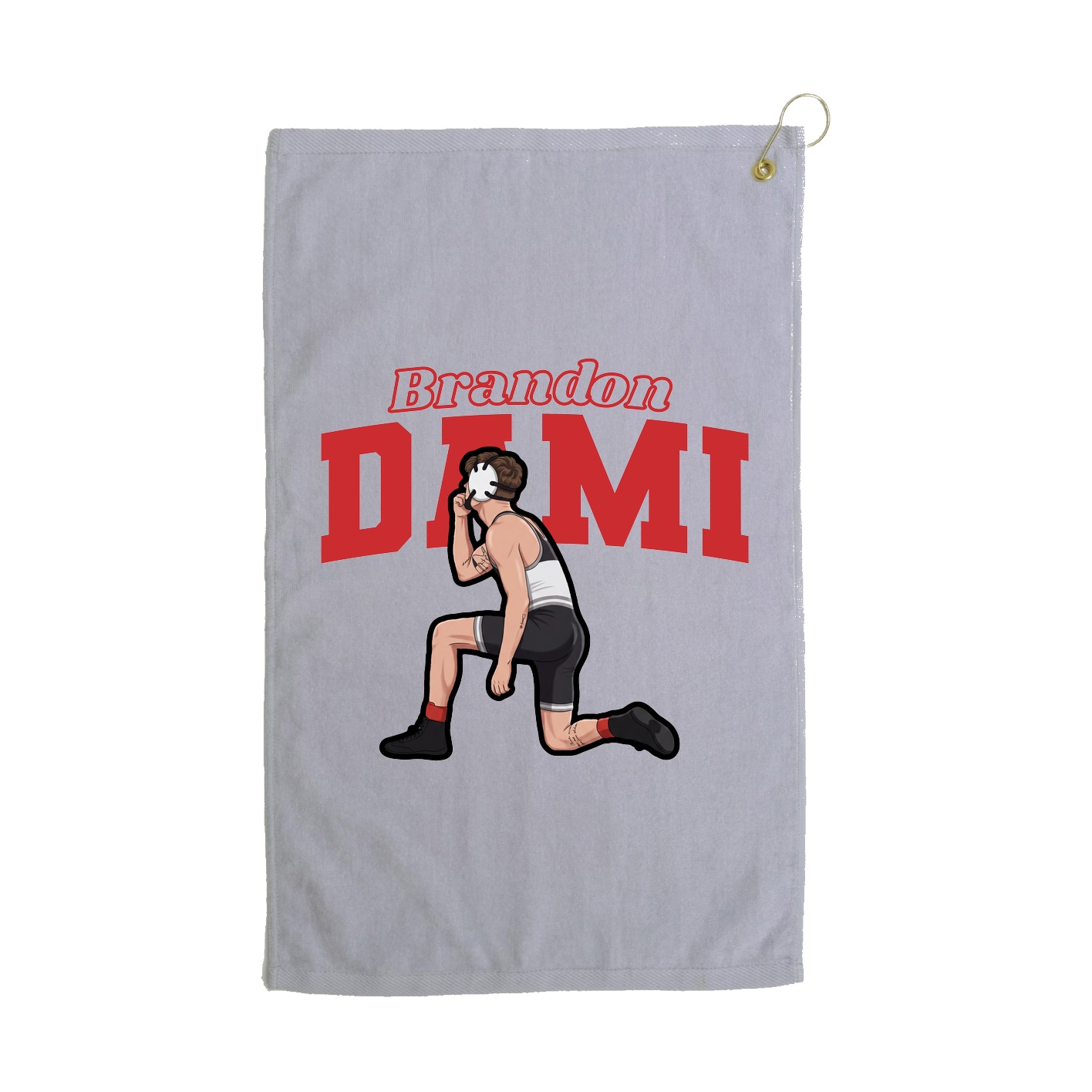 Golf Towel — Name Arch in Grey