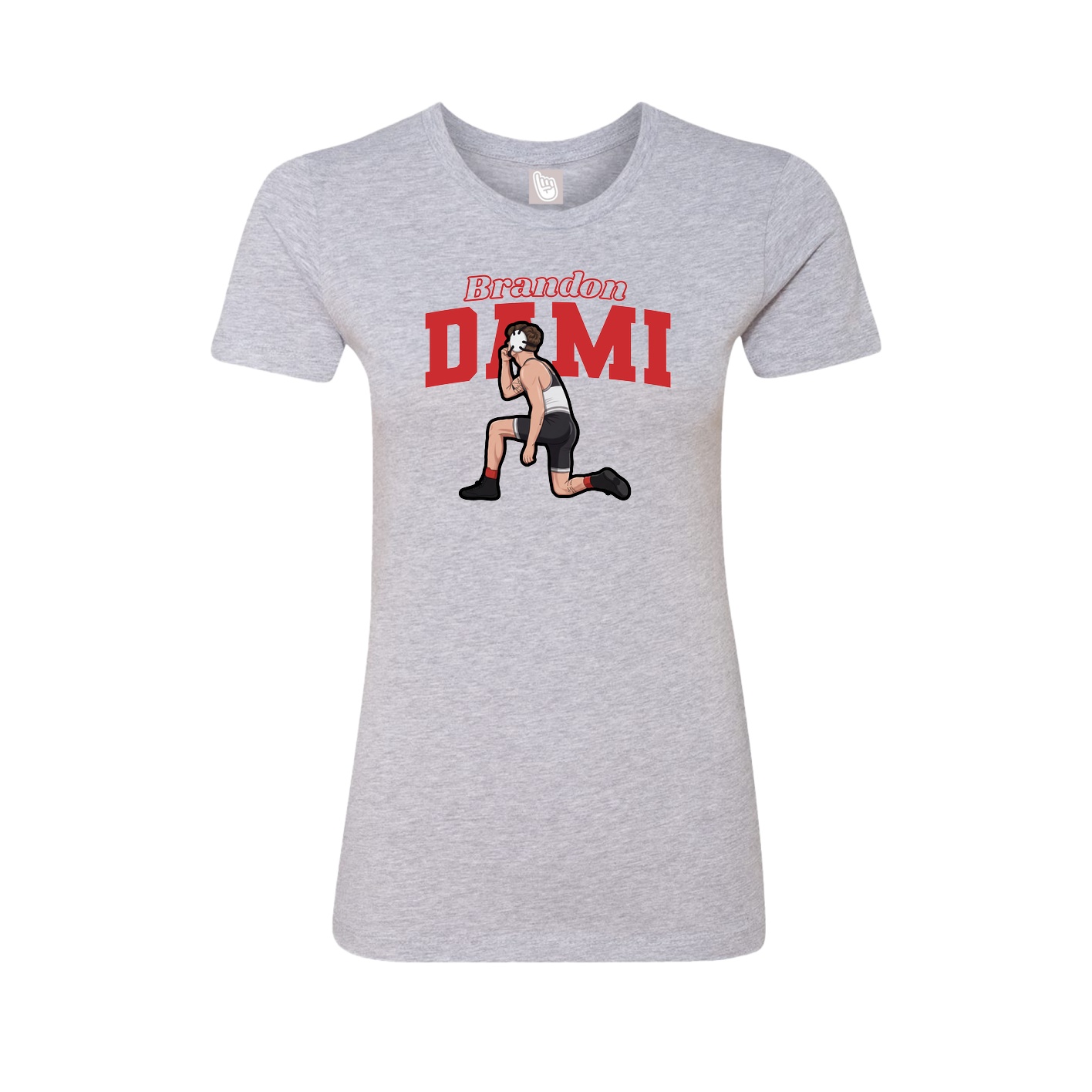 Fitted Women's Tee — Name Arch in Grey