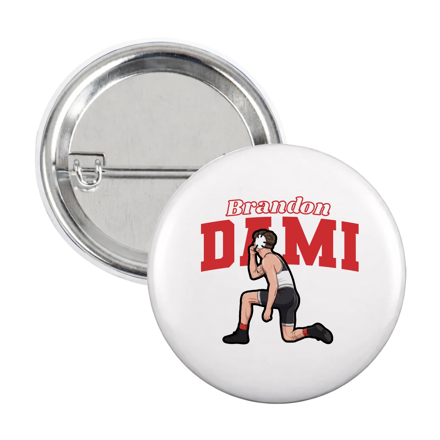 Game Day Button — Name Arch in White