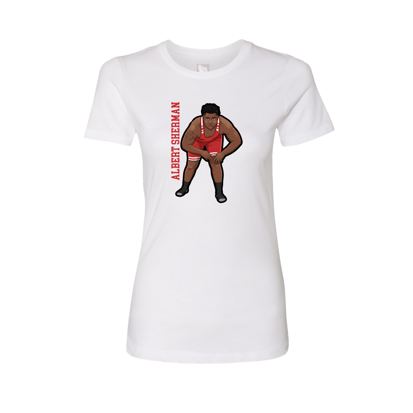Fitted Women's Tee — Name Vertical in White