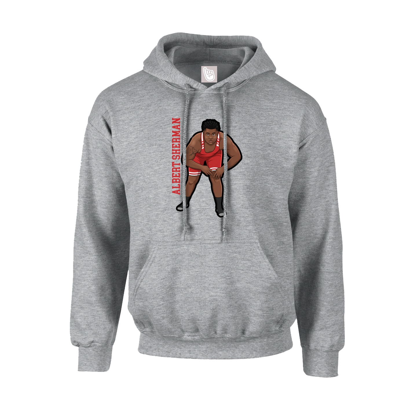 Hoodie — Name Vertical in Grey