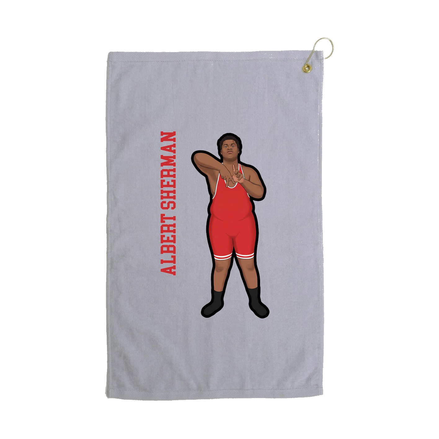 Golf Towel — Name Vertical in Grey