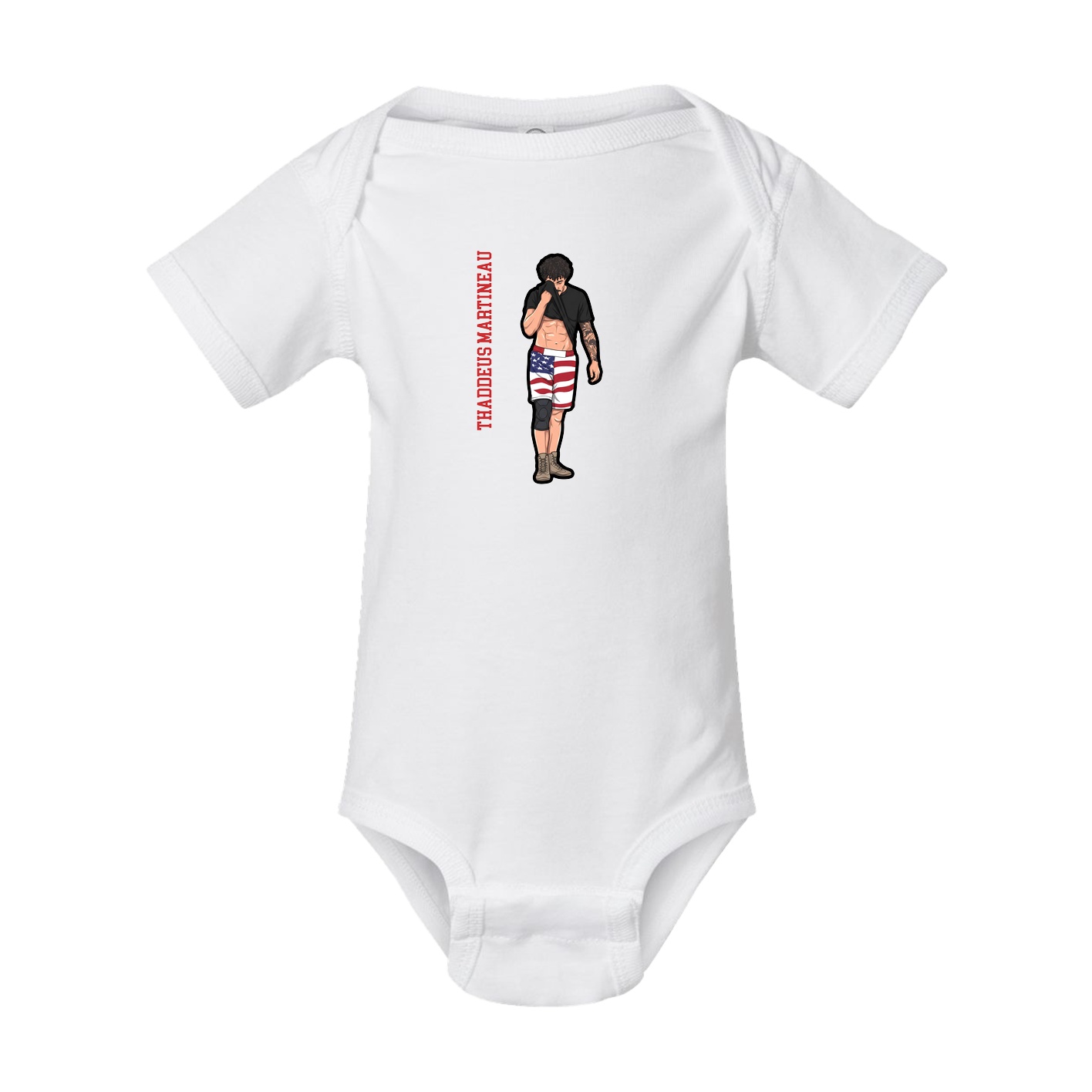 Baby Onesie — Name Vertical in White