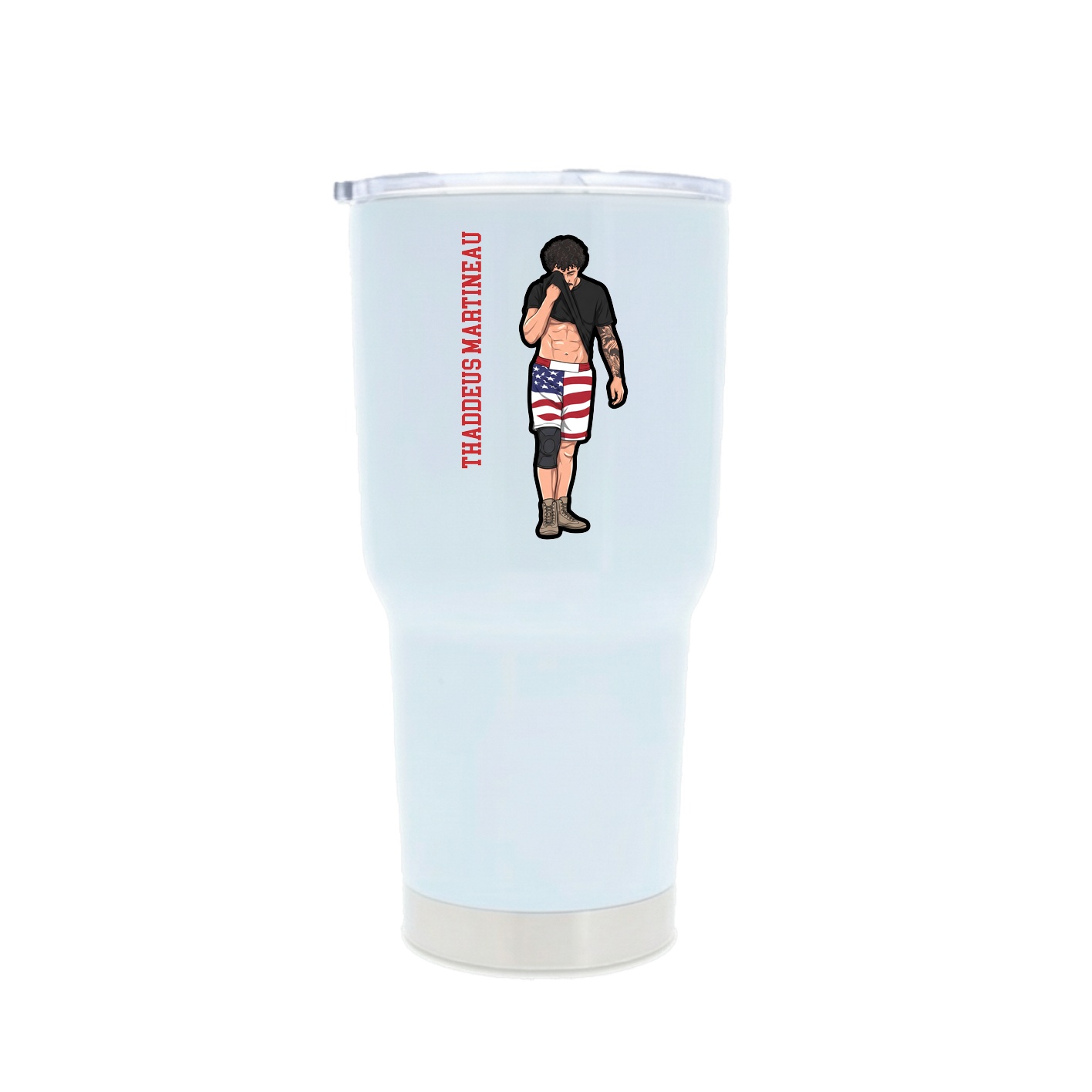 30oz Stainless Steel Tumbler — Name Vertical in White