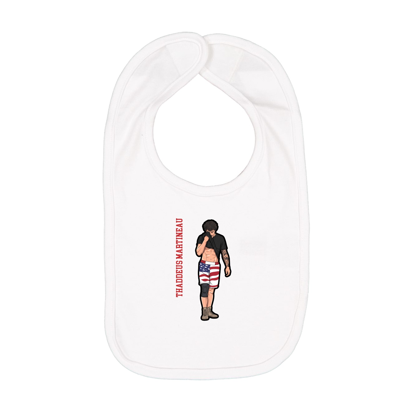 Infant Bib — Name Vertical in White