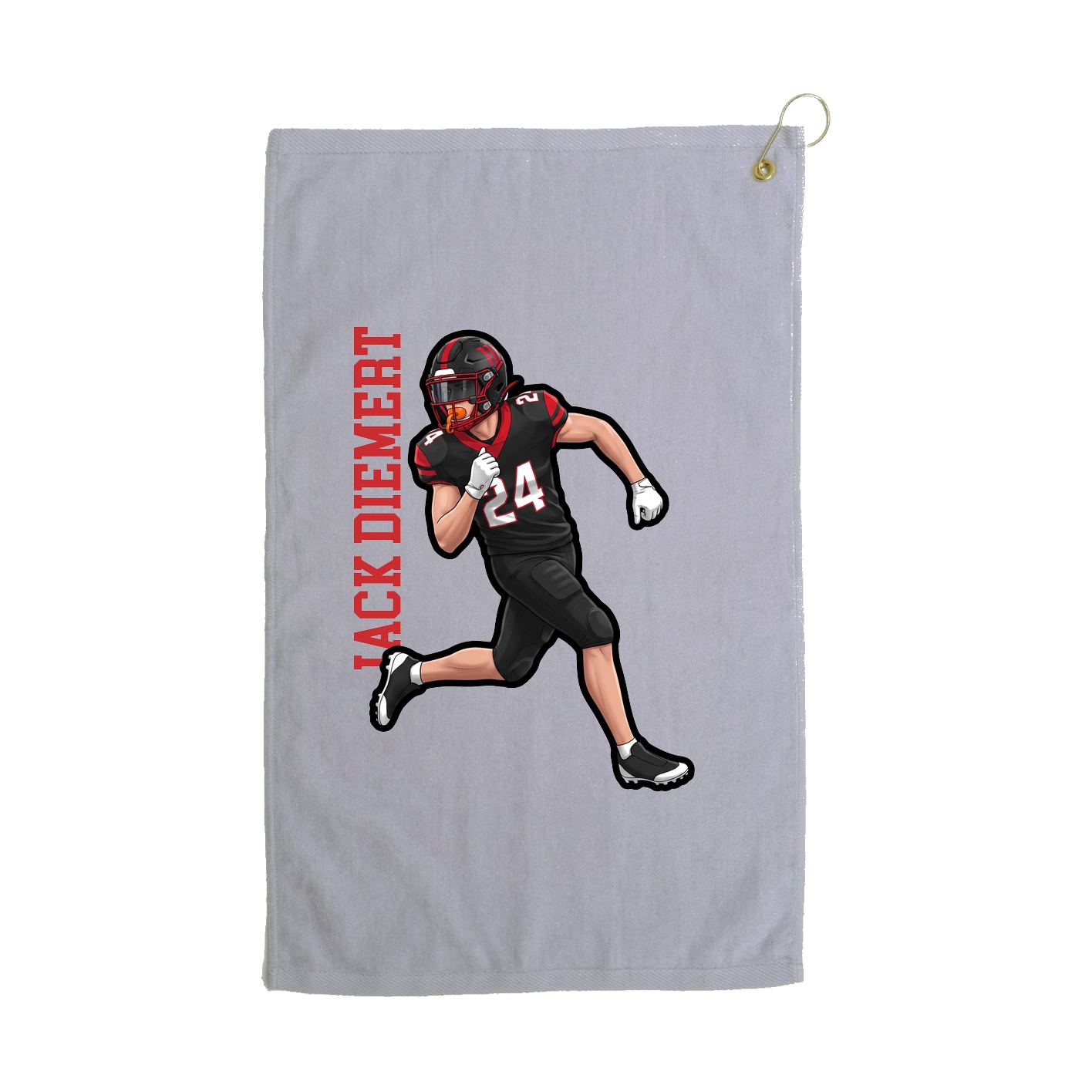 Golf Towel — Name Vertical in Grey