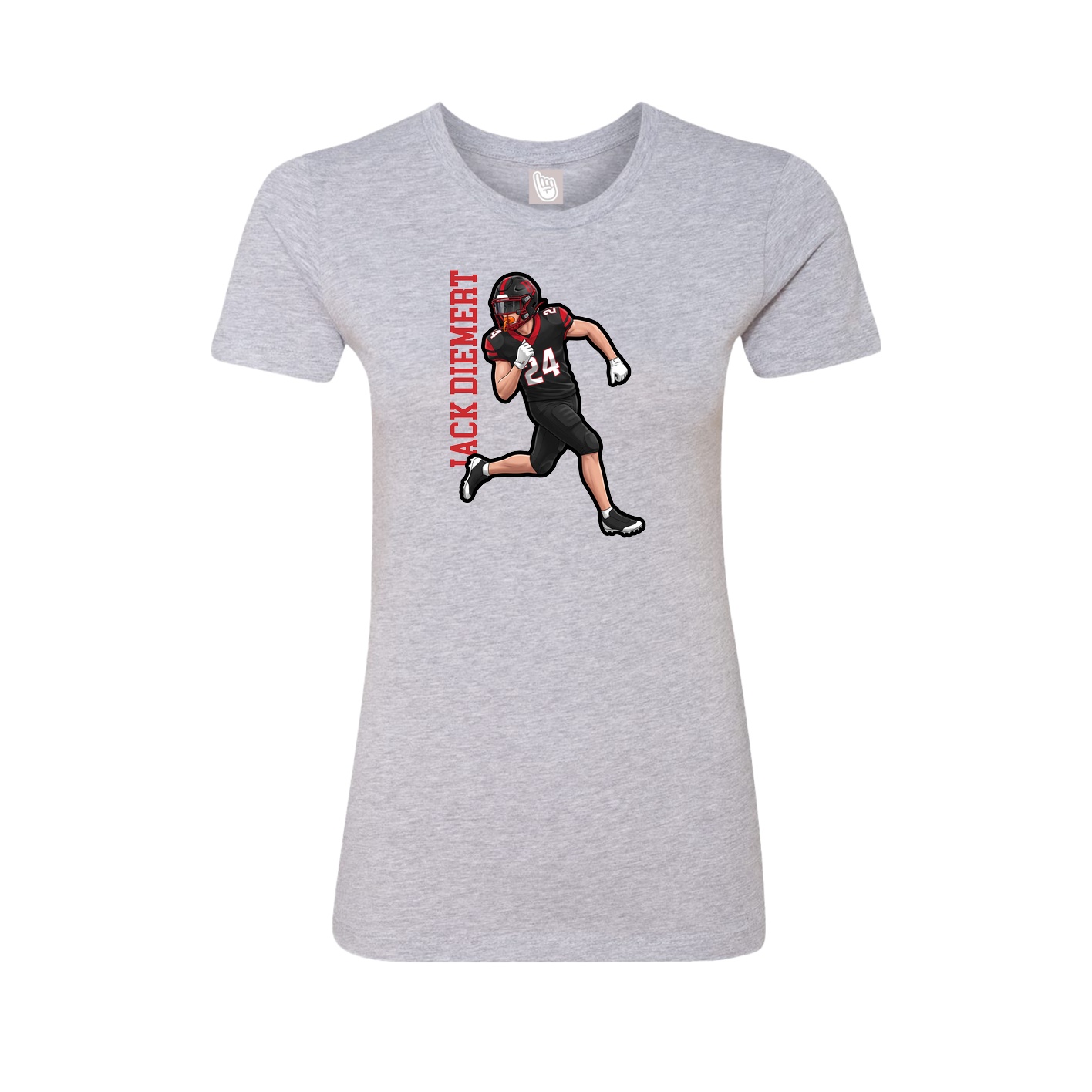 Fitted Women's Tee — Name Vertical in Grey