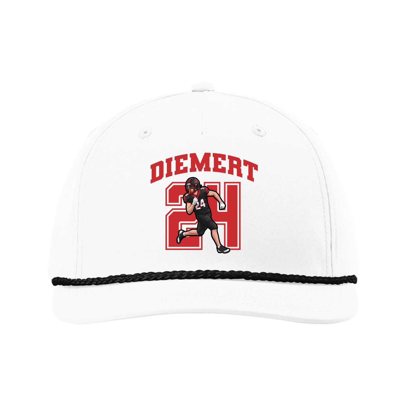Five-Panel Classic Rope Cap — Number in White