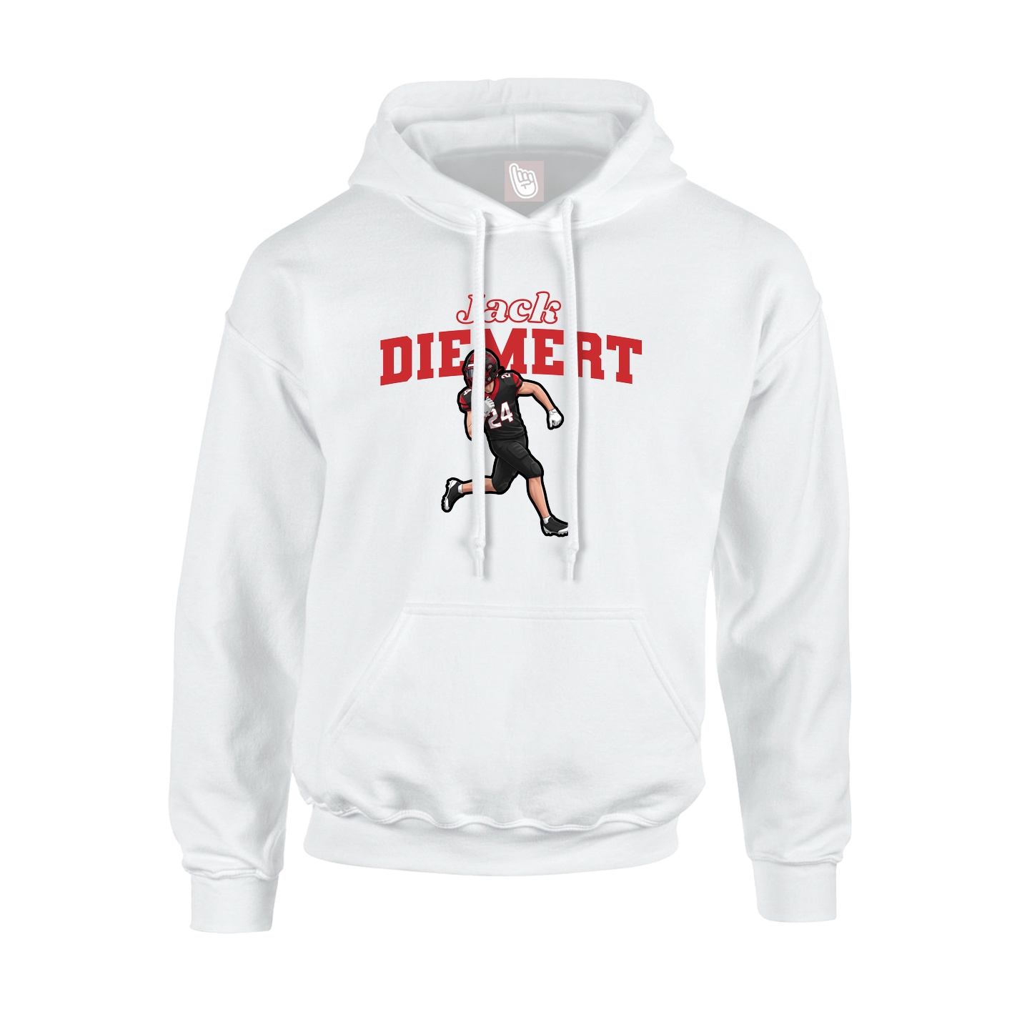 Youth Hoodie — Name Arch in White