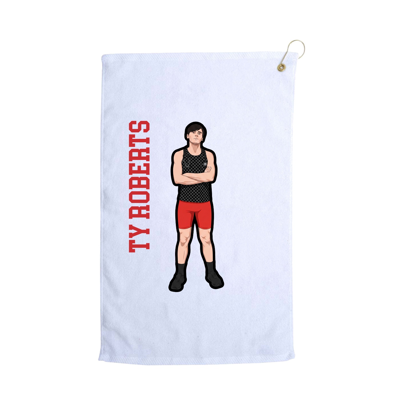 Golf Towel — Name Vertical in White