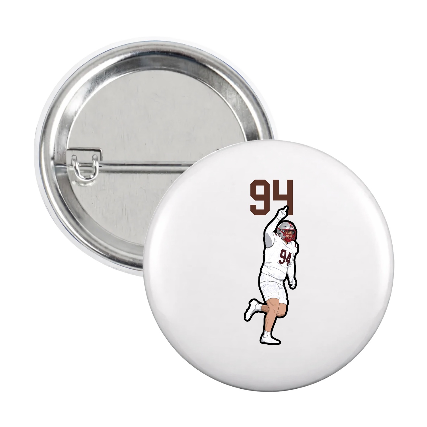 Game Day Button — Number Top in White