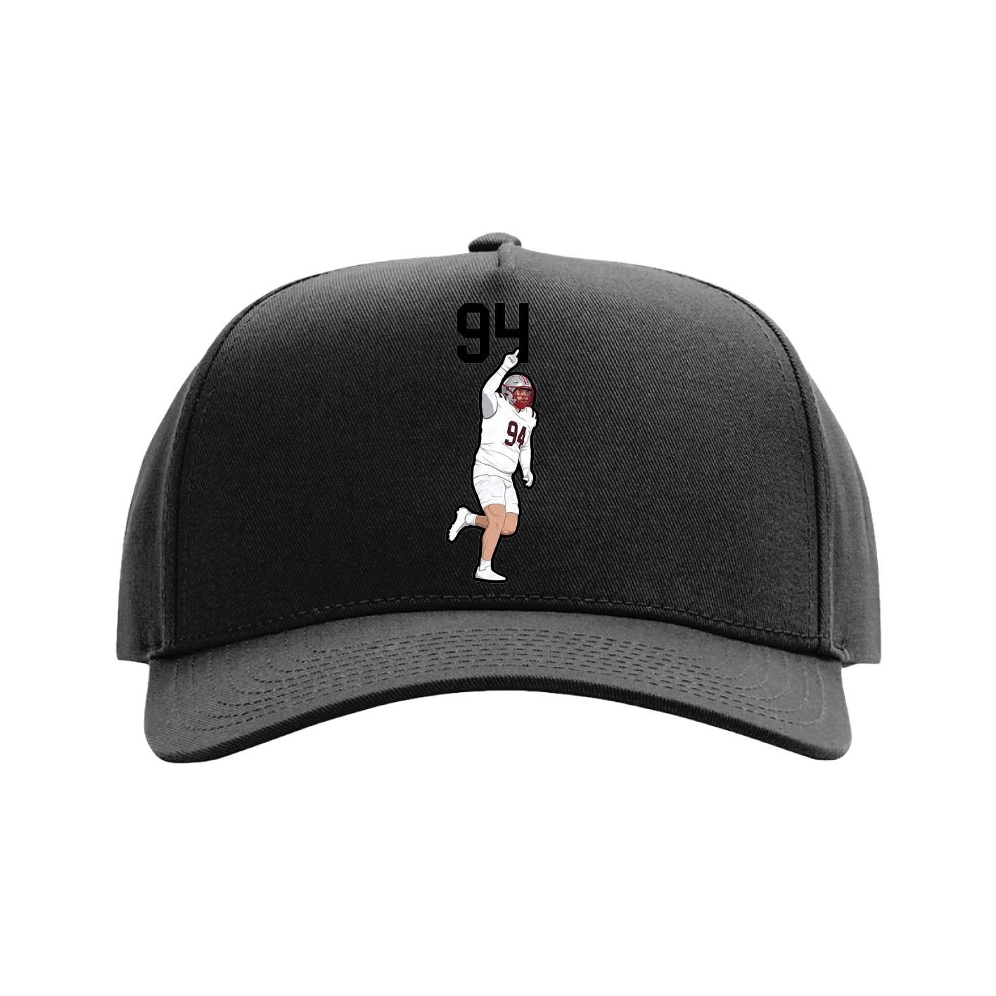 Full Fabric Five-Panel Champ Cap — Number Top in Black